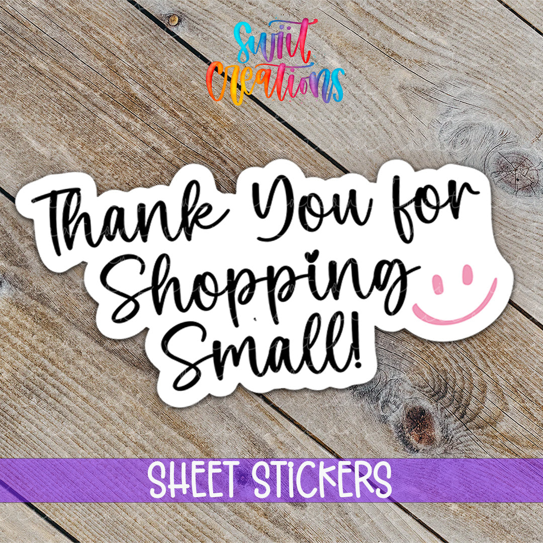 a sticker that says thank you for shopping smile