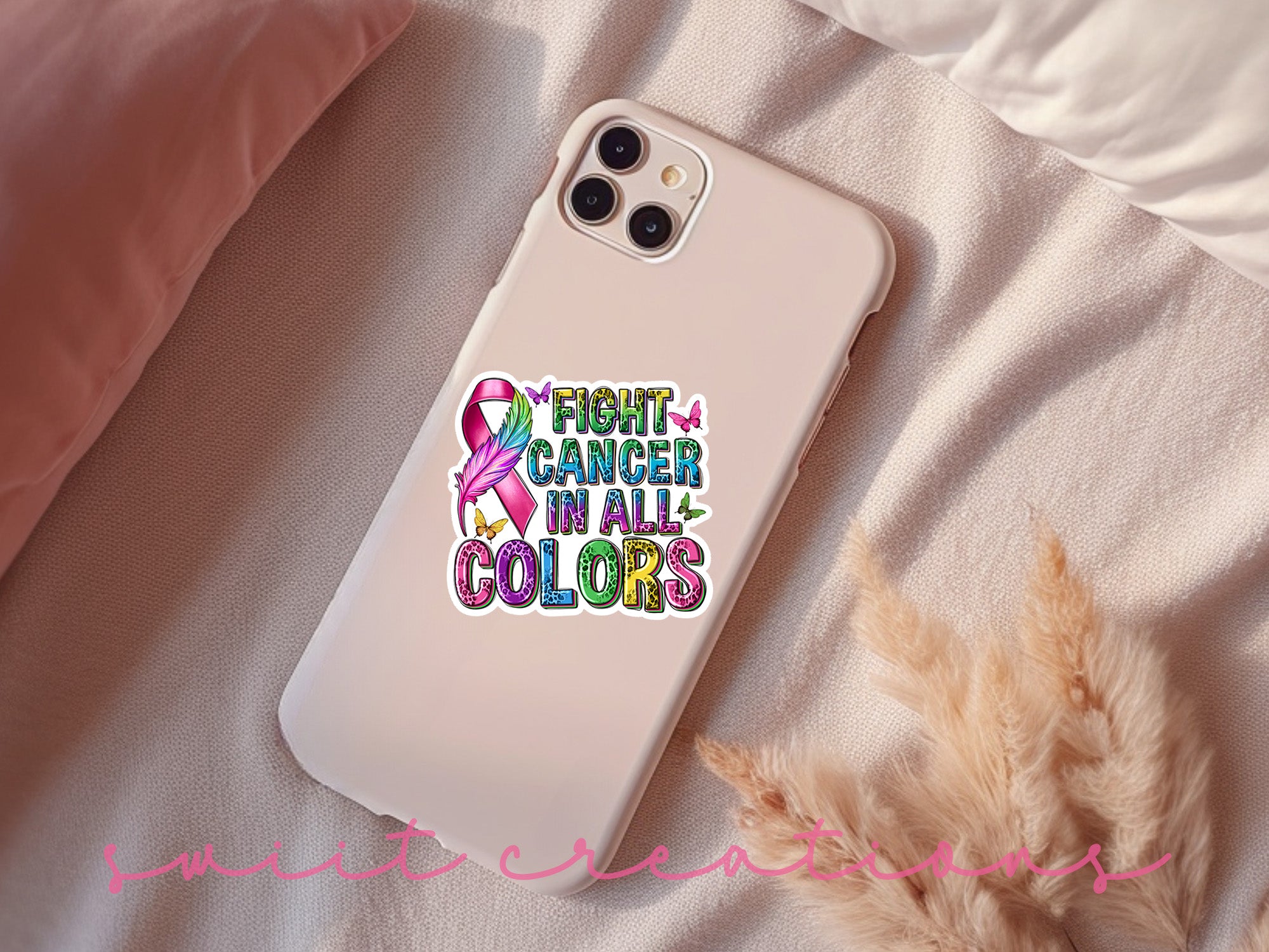 a phone case that says fight cancer in all colors