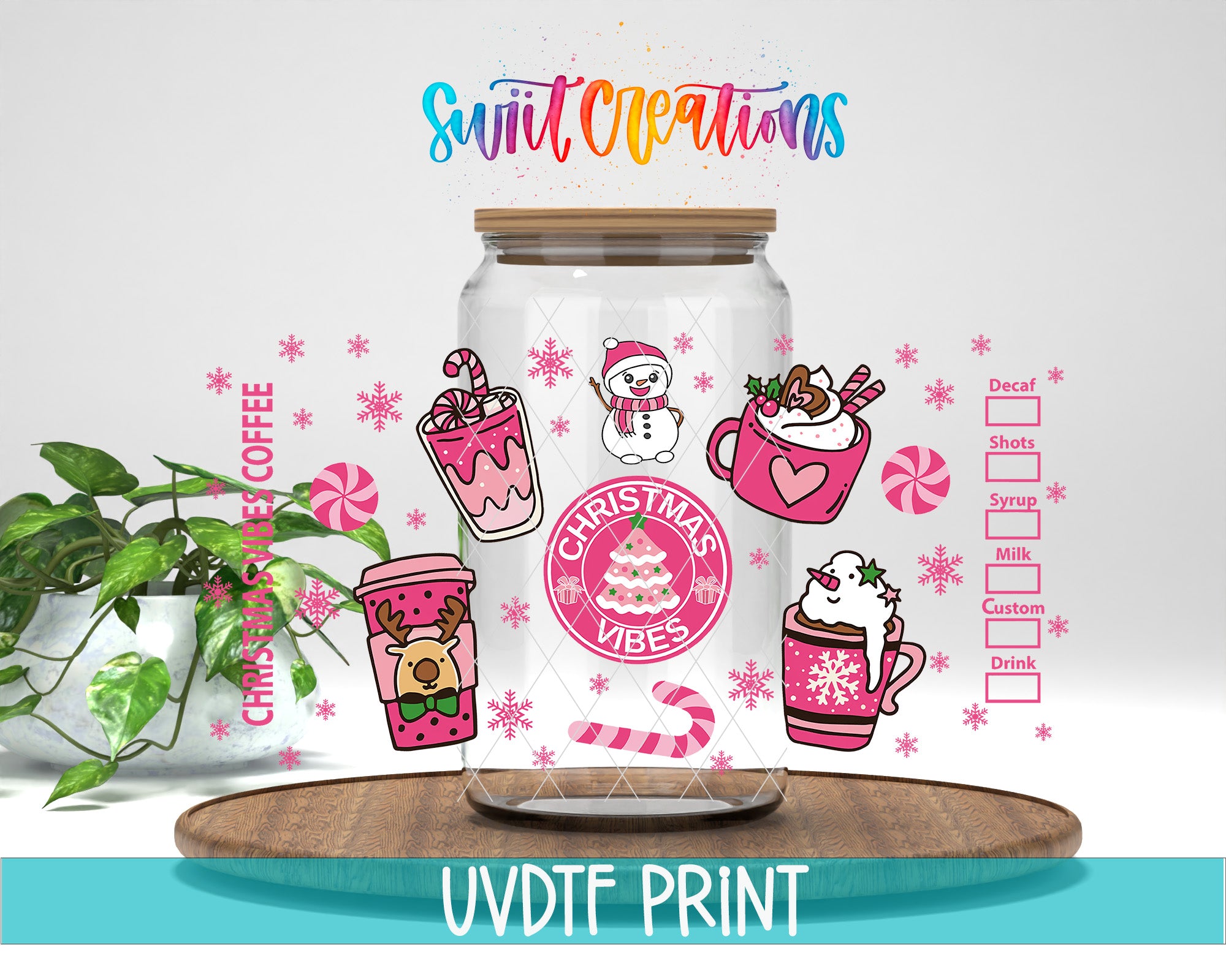 a glass jar filled with different types of cupcakes