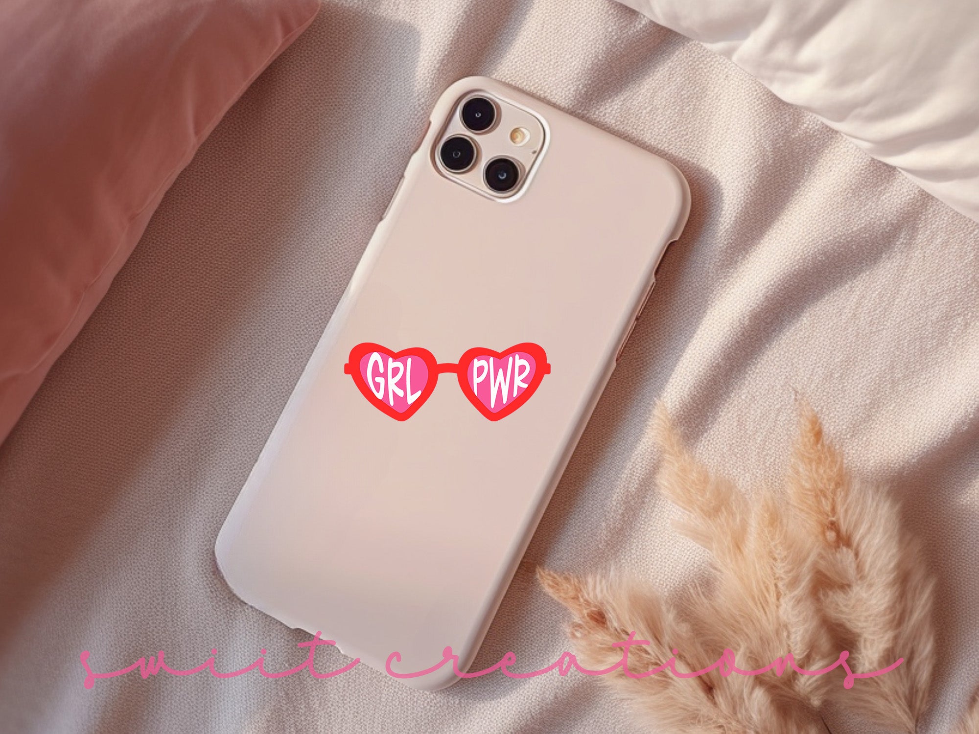a phone case with two hearts on it