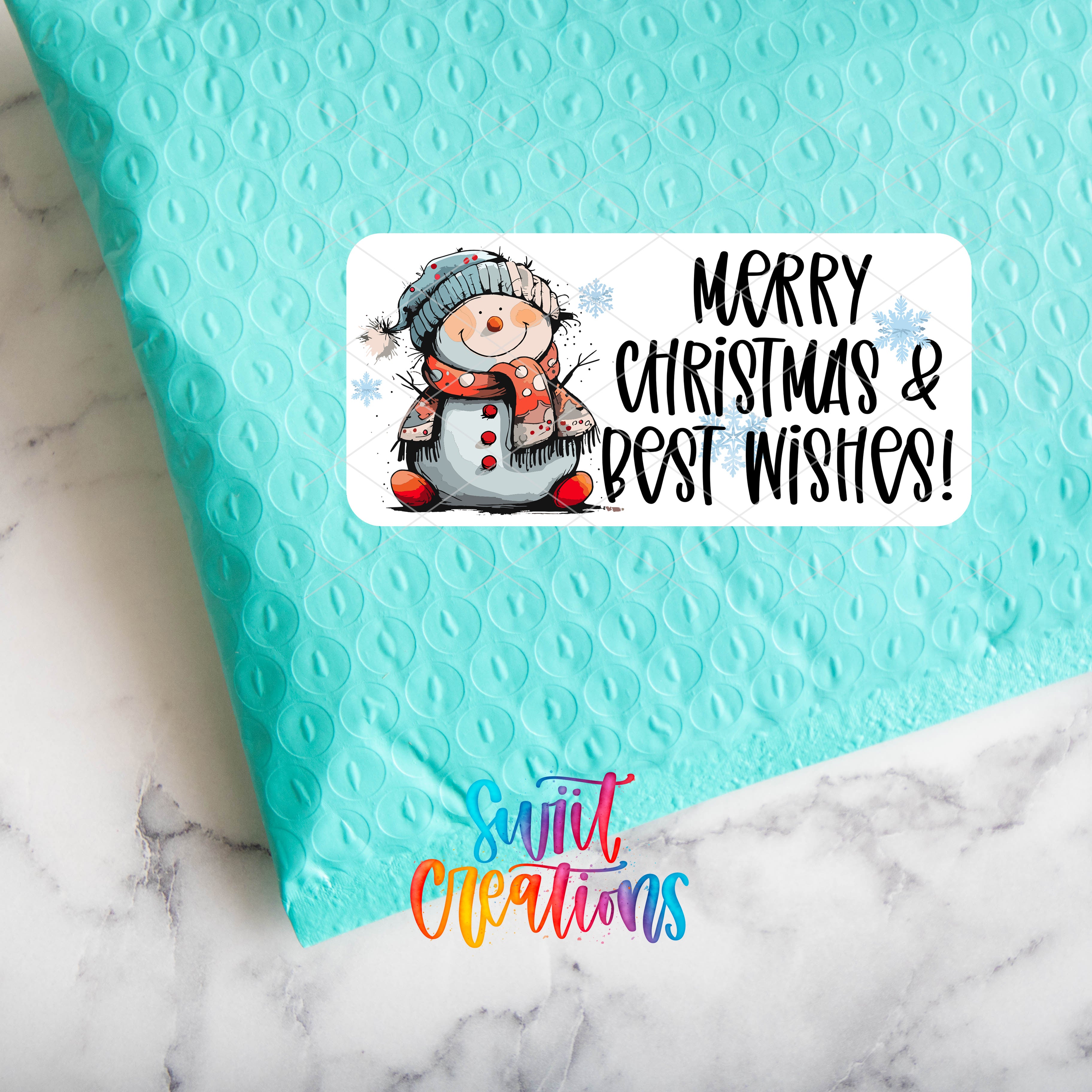 a christmas card with a snowman on it