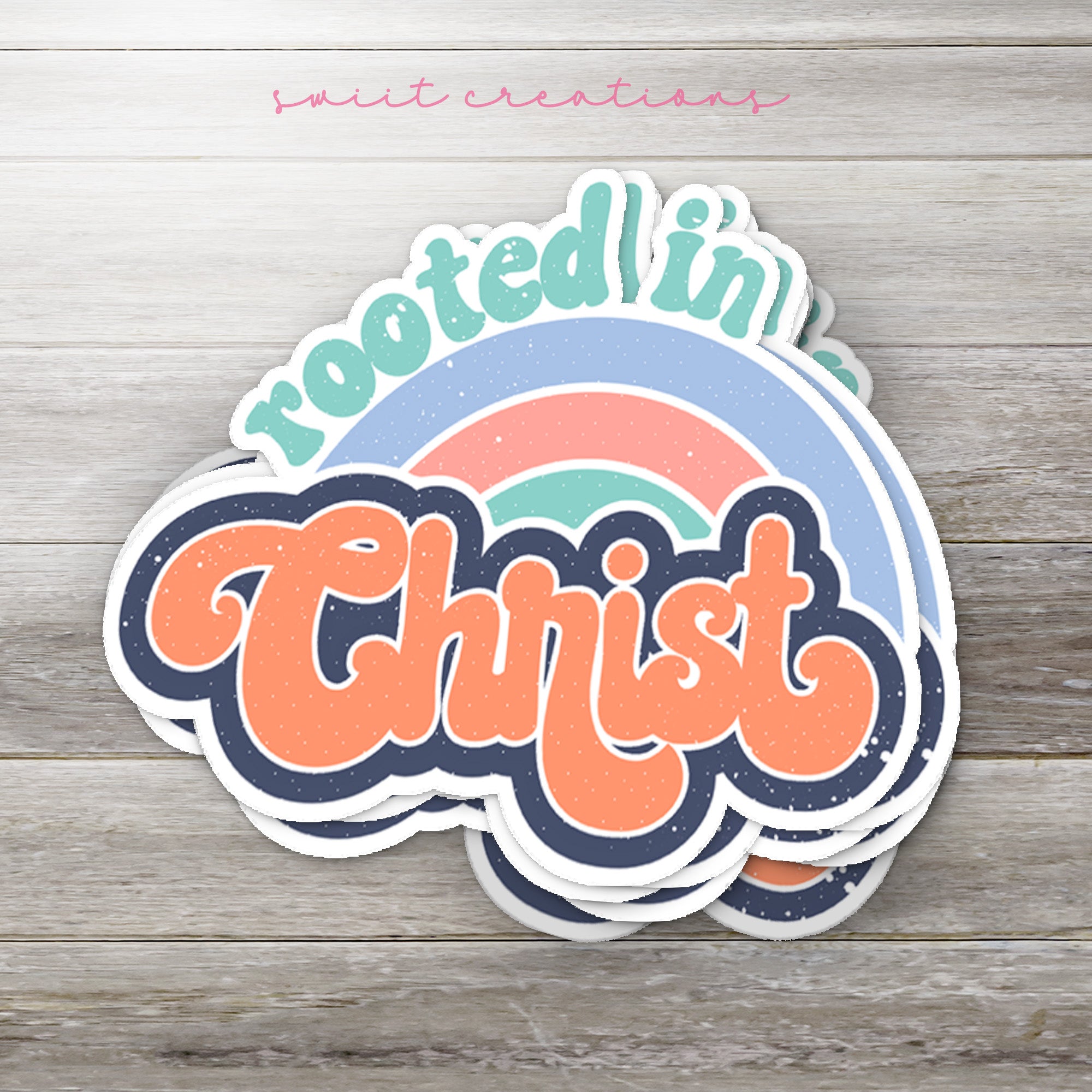 a sticker that says rooted in christ