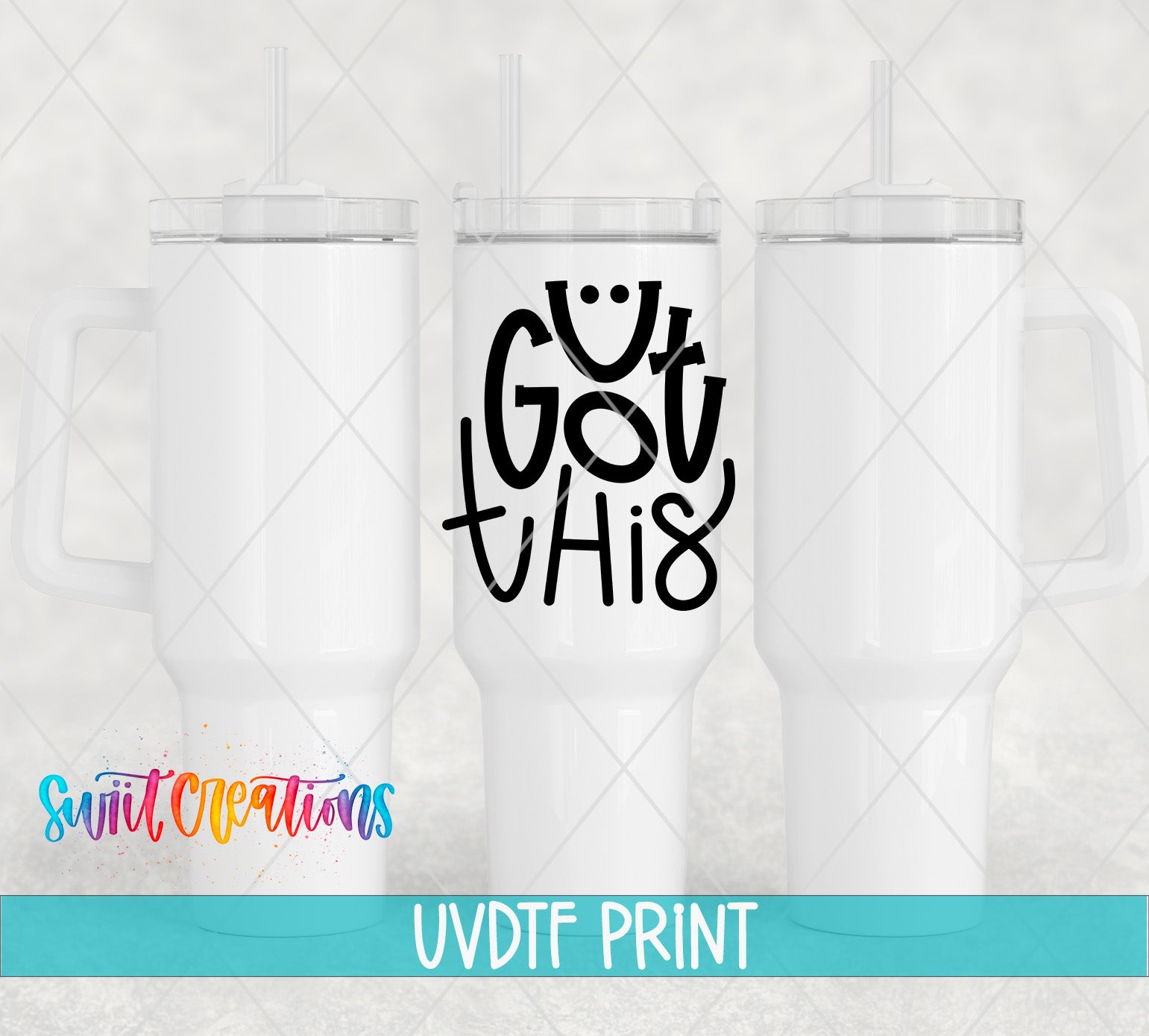 three white tumblers with the text "You Got This" printed on them.