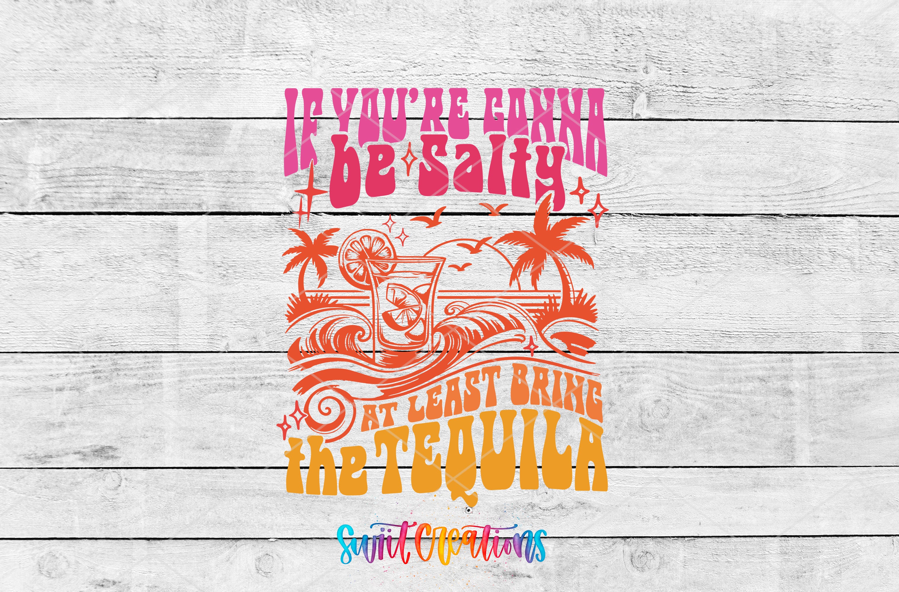 a colorful graphic design with text and illustrations related to the theme of tequila.