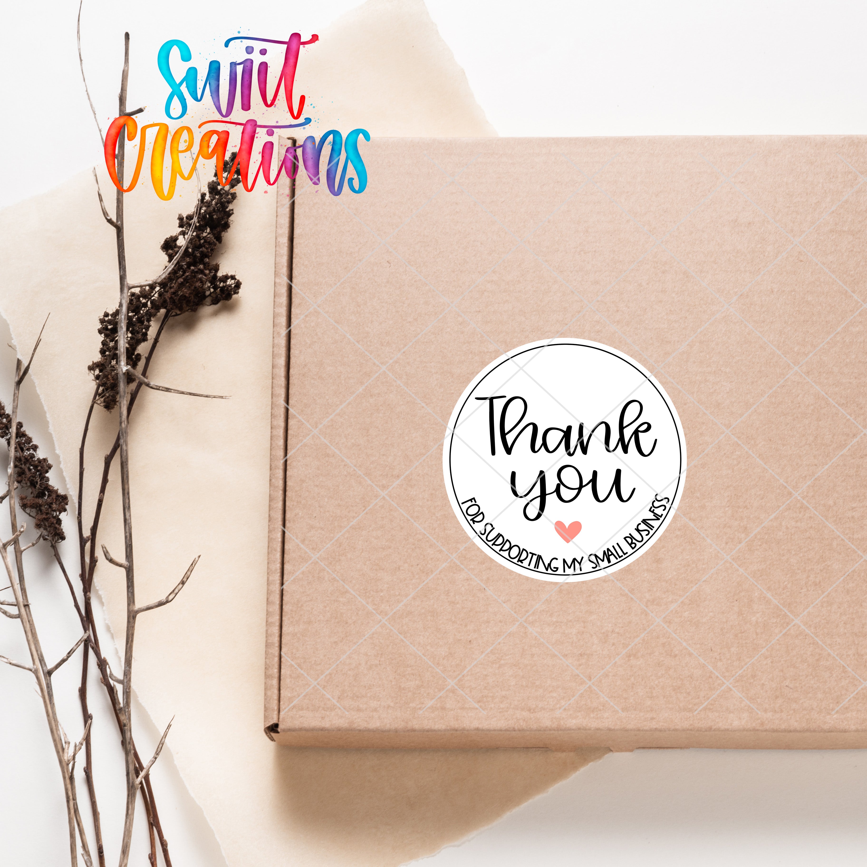 a box with a sticker that says thank you