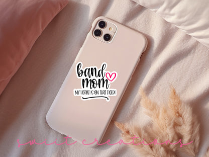 a phone case that says band mom on it