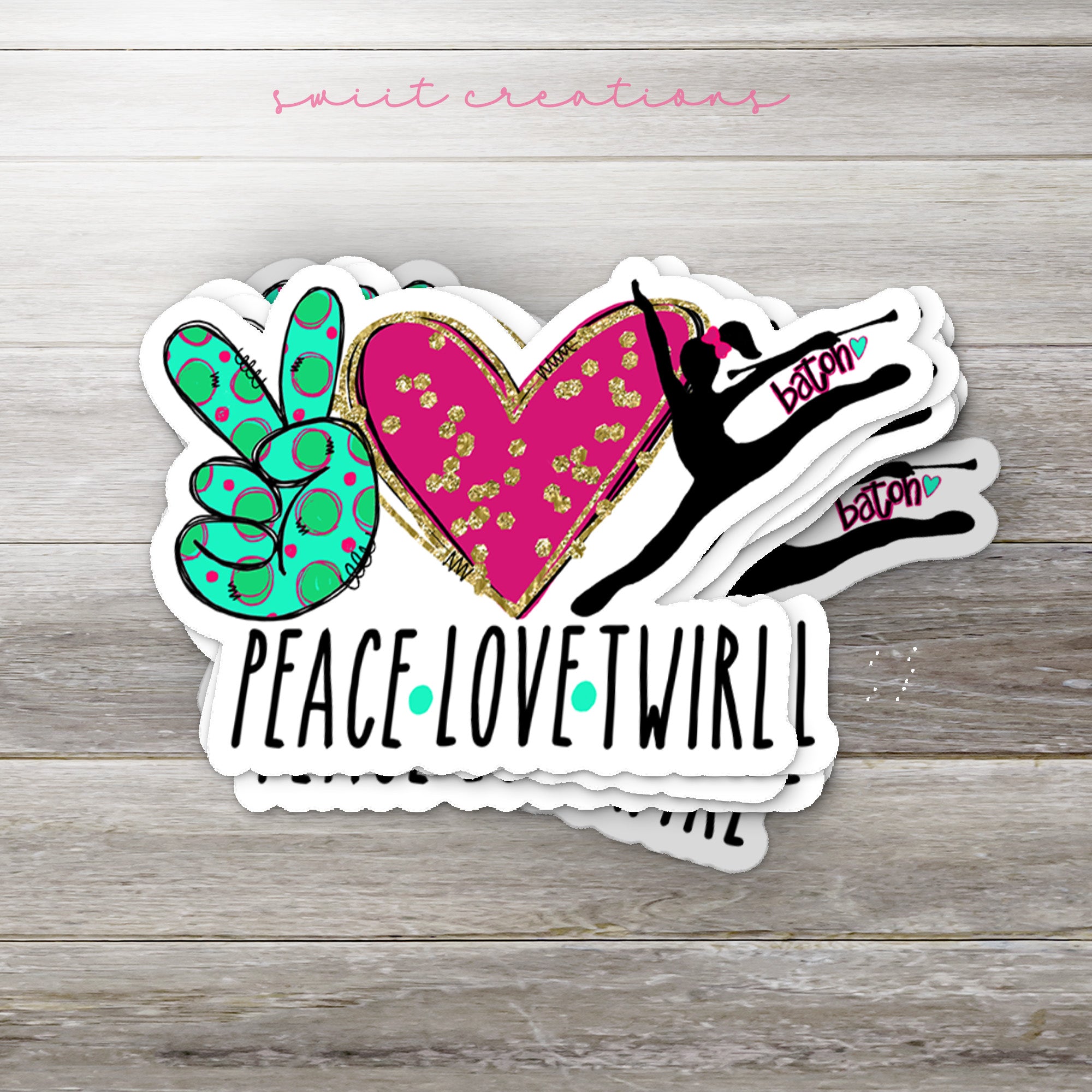 a sticker that says peace love wirl