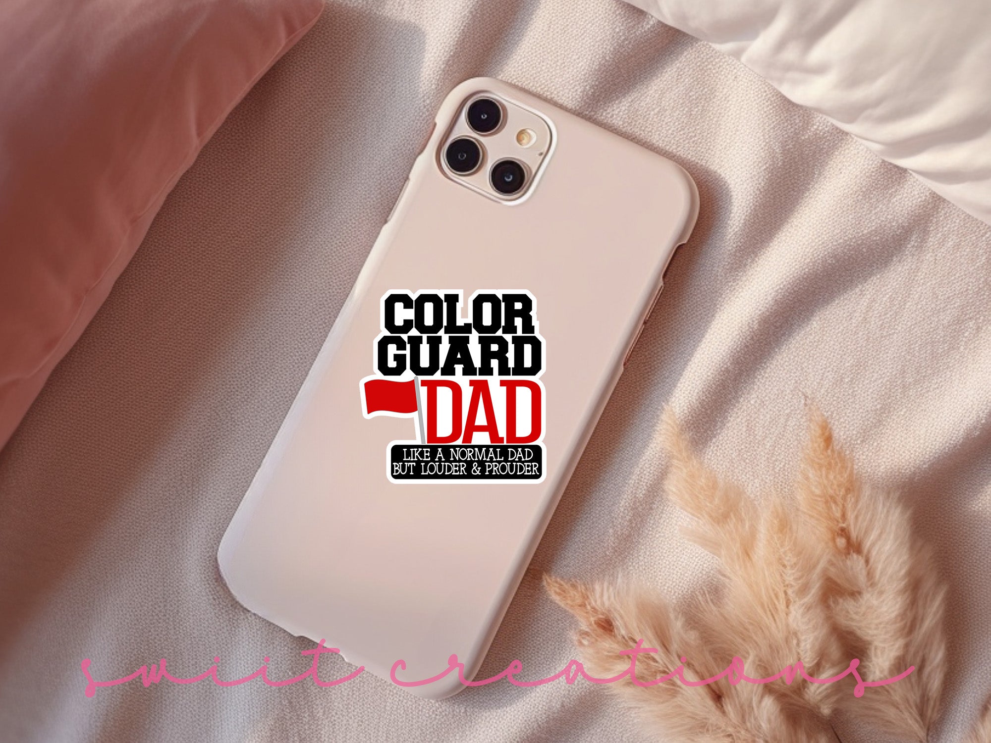 a phone case with the words color guard dad on it