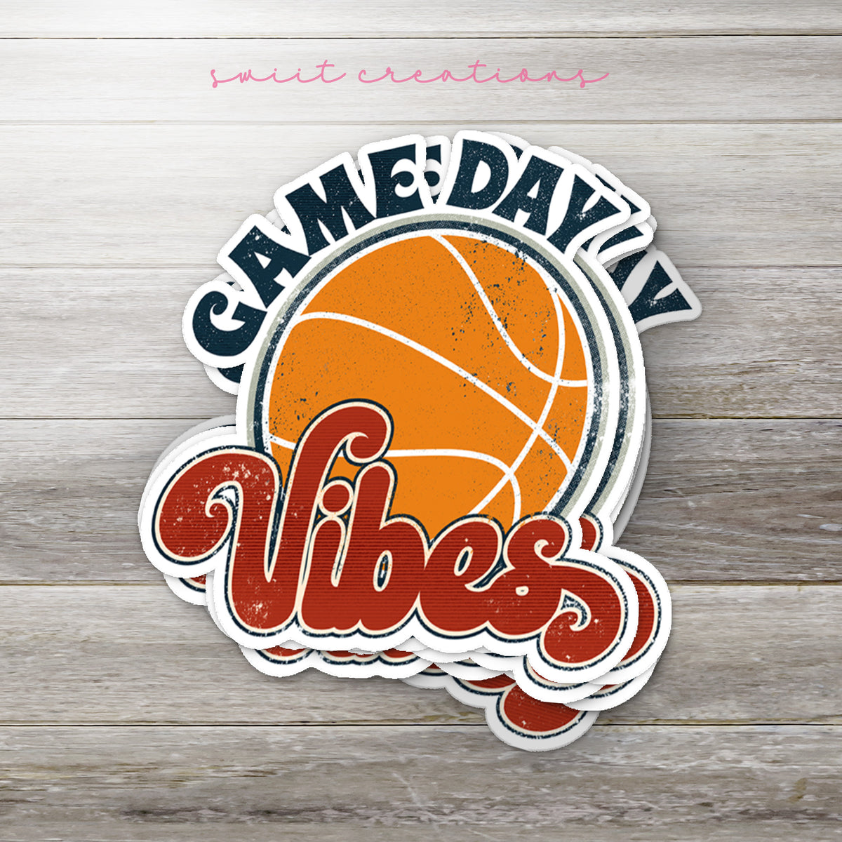 a basketball sticker that says game day vibes