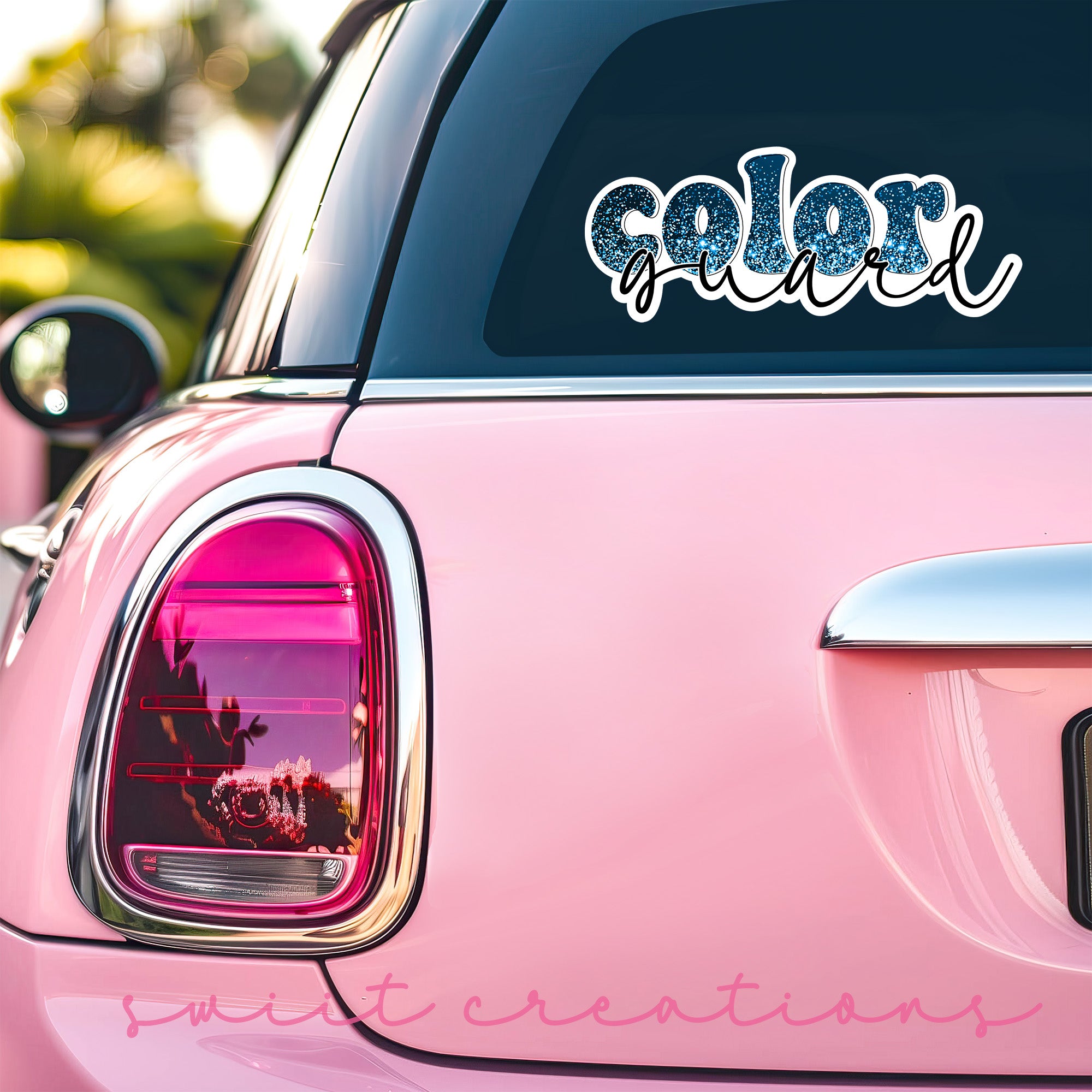 a pink car with the word color written on it