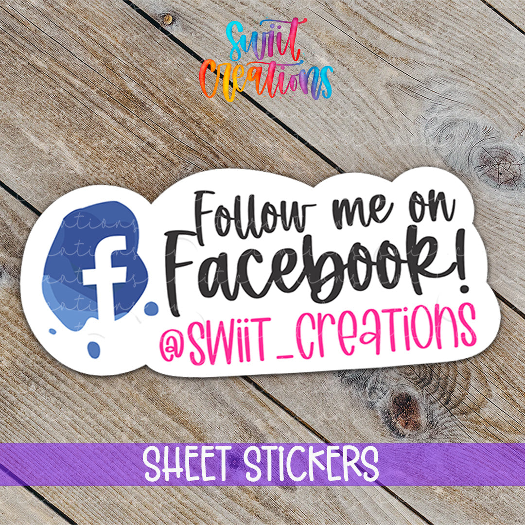 a sticker that says follow me on facebook