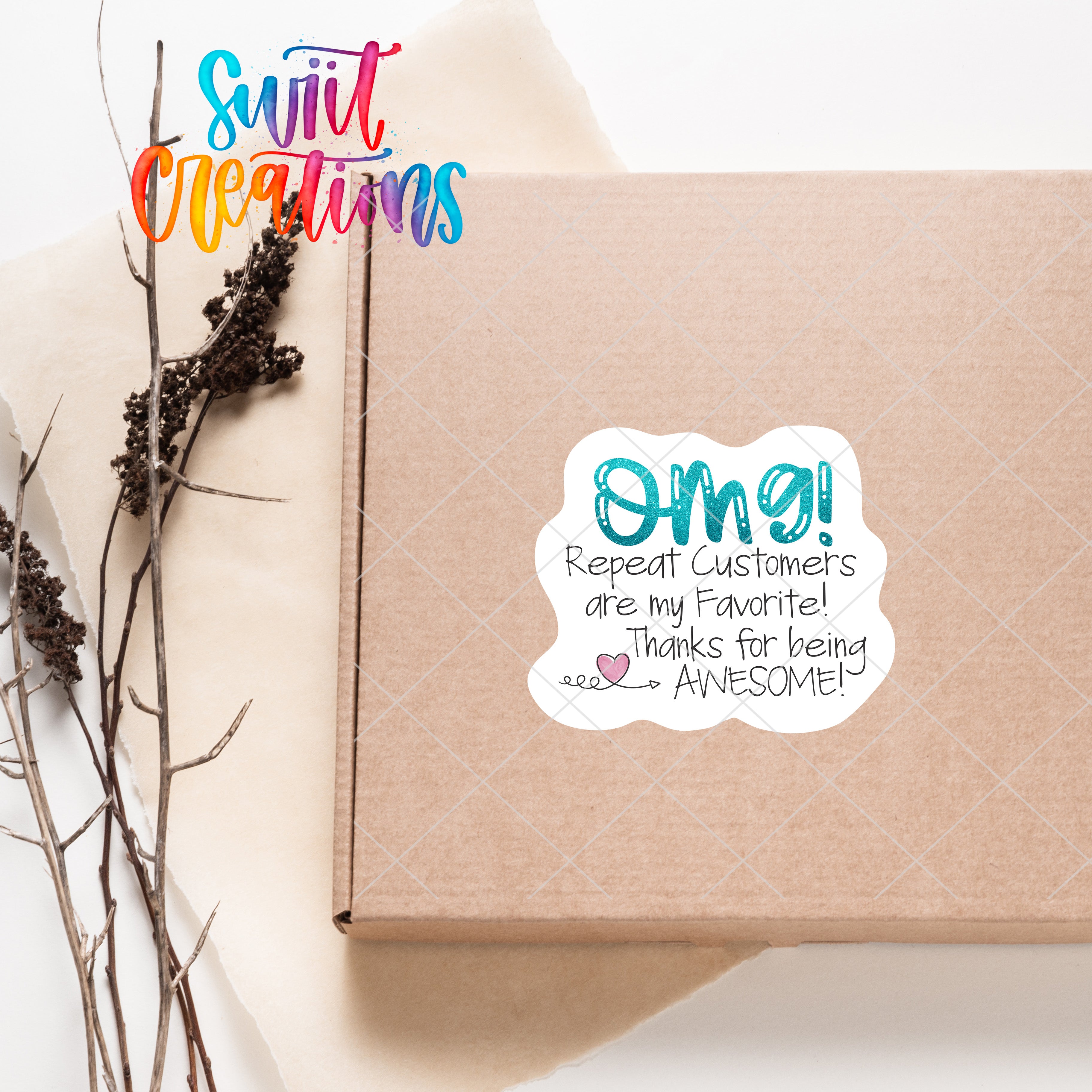 a box with a sticker on it sitting next to a plant