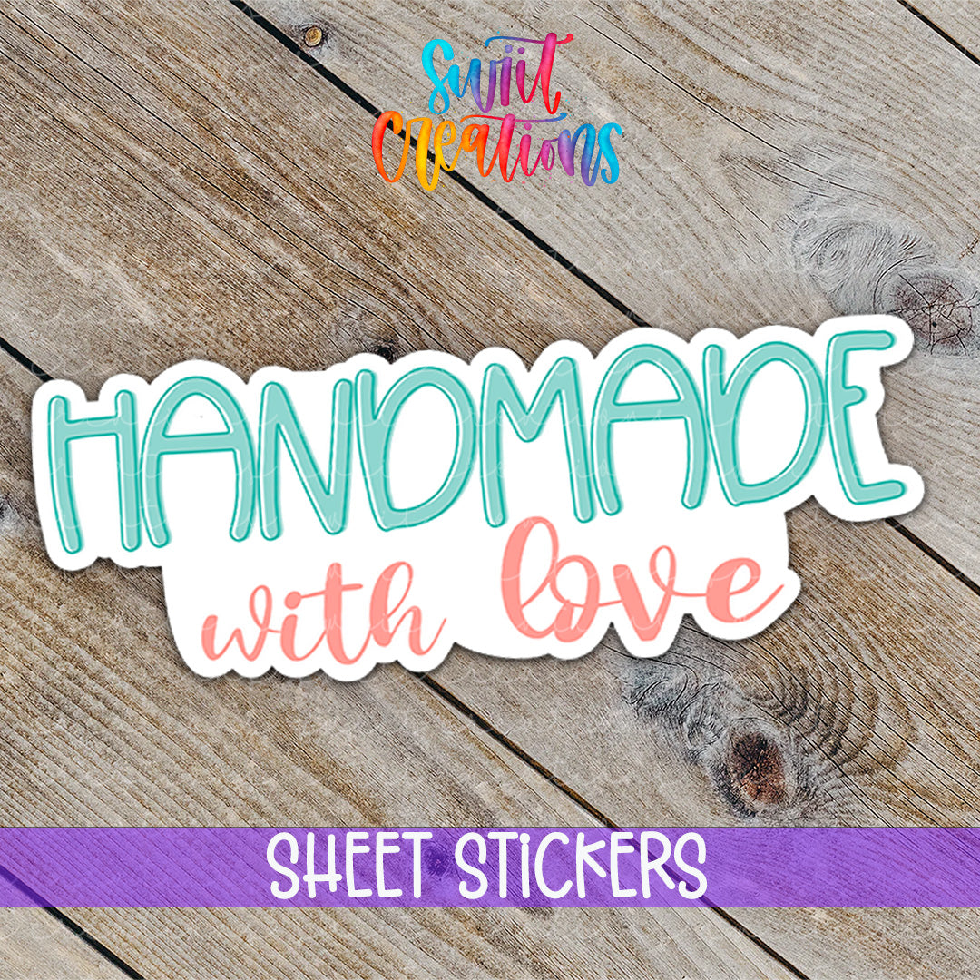 a sticker that says, handmade with love