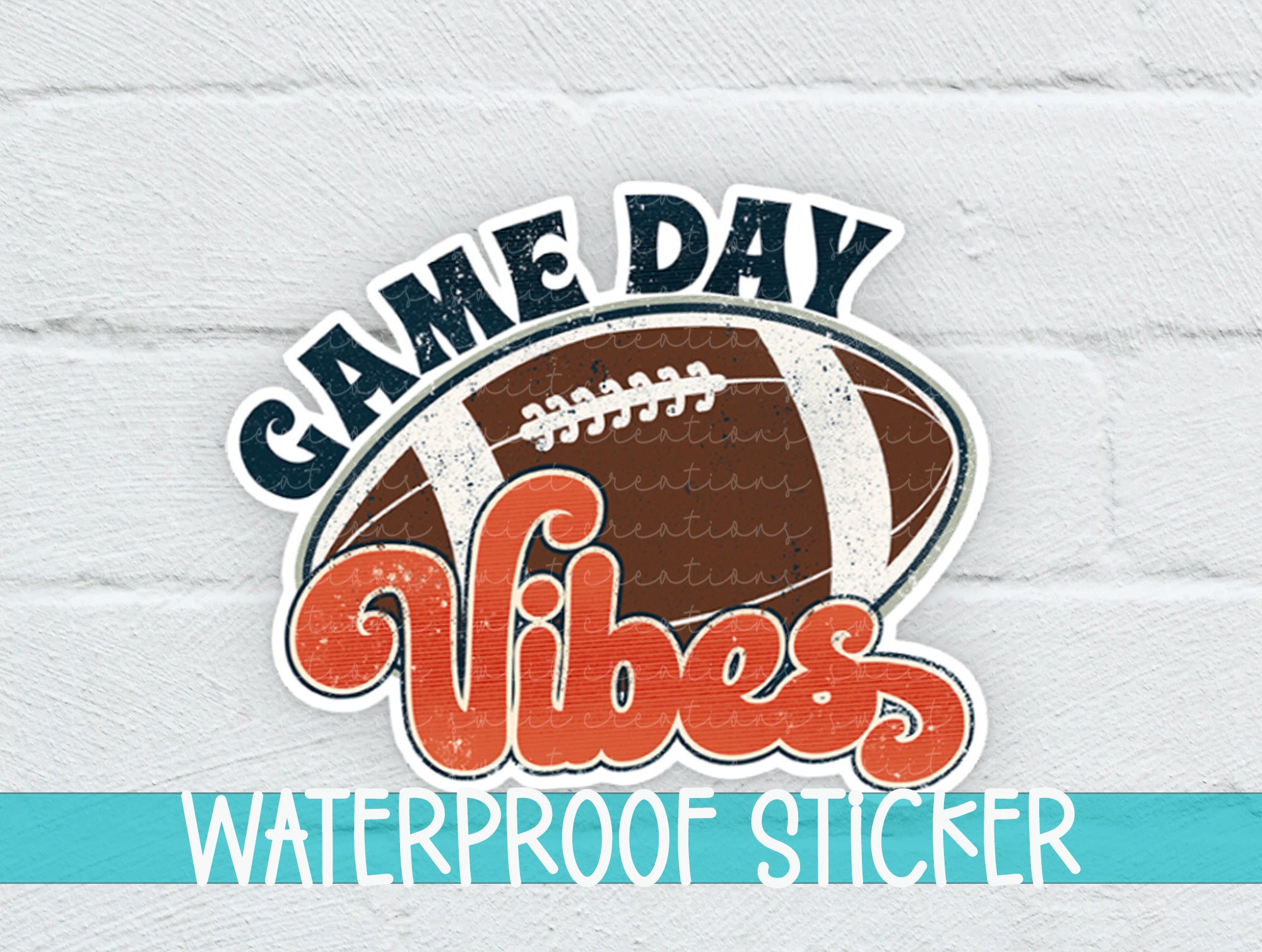 a white brick wall with a football and the words game day vibes on it