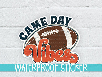 a white brick wall with a football and the words game day vibes on it