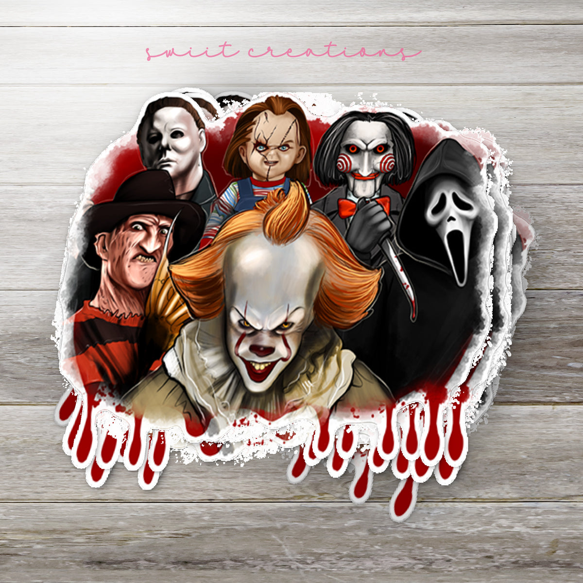 a picture of a group of people with clown faces