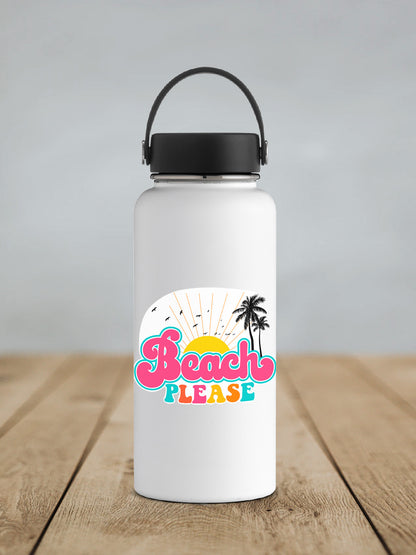 a white water bottle sitting on top of a wooden table