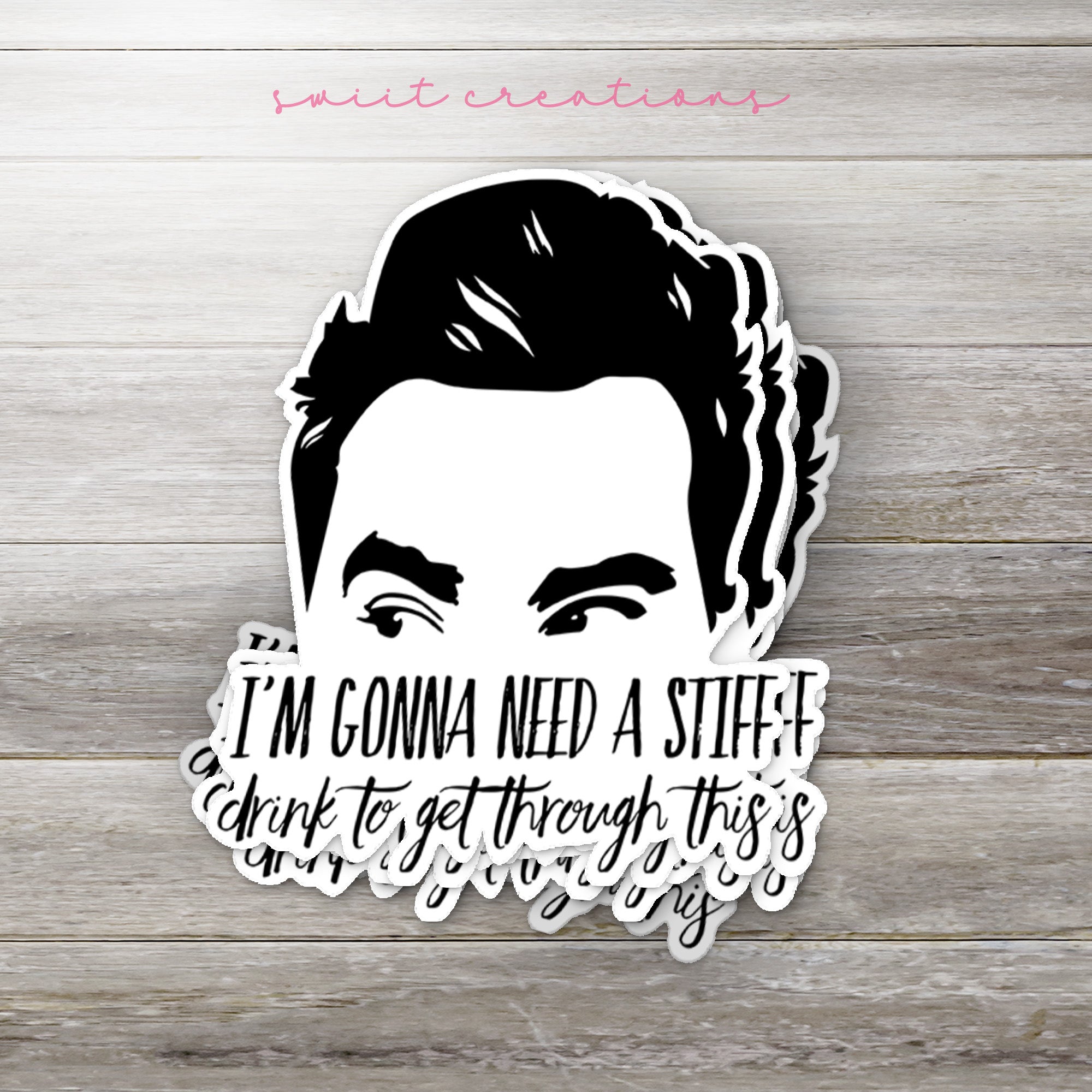 a sticker with a picture of a man's face