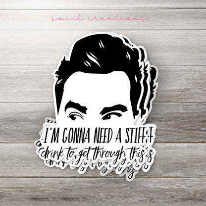 a sticker with a picture of a man's face