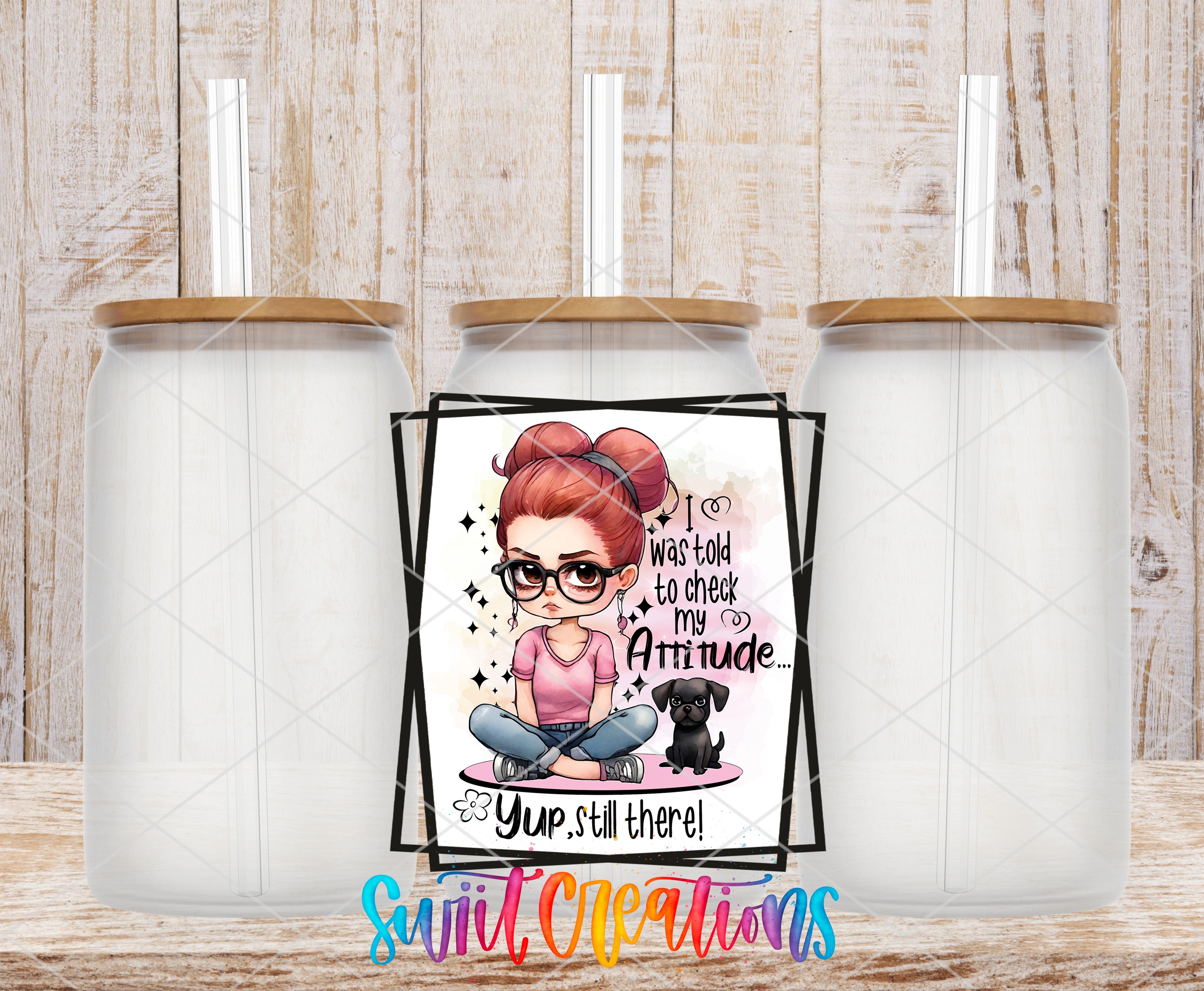 A cartoon image of a woman with glasses and a pink shirt, accompanied by a text that says "I was held to check my attitude... You still there!"