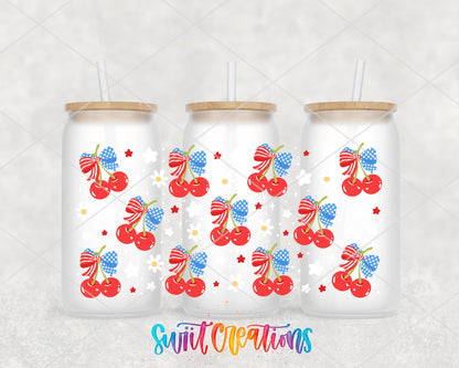 4th Of July Cherries UV DTF Transfer Tumbler Wrap | Patriotic Summer Tumbler Wrap | DTF262 - Swiit Creations