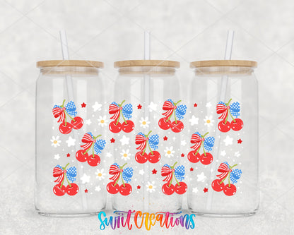 4th Of July Cherries UV DTF Transfer Tumbler Wrap | Patriotic Summer Tumbler Wrap | DTF262 - Swiit Creations