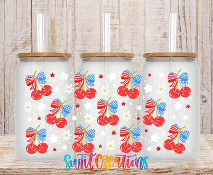 4th Of July Cherries UV DTF Transfer Tumbler Wrap | Patriotic Summer Tumbler Wrap | DTF262 - Swiit Creations