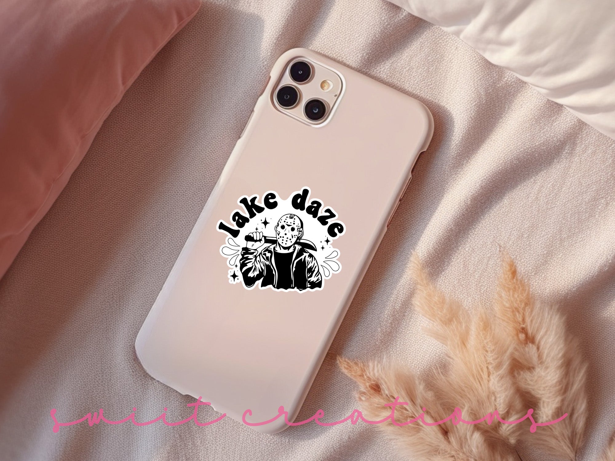 a phone case that has a sticker on it