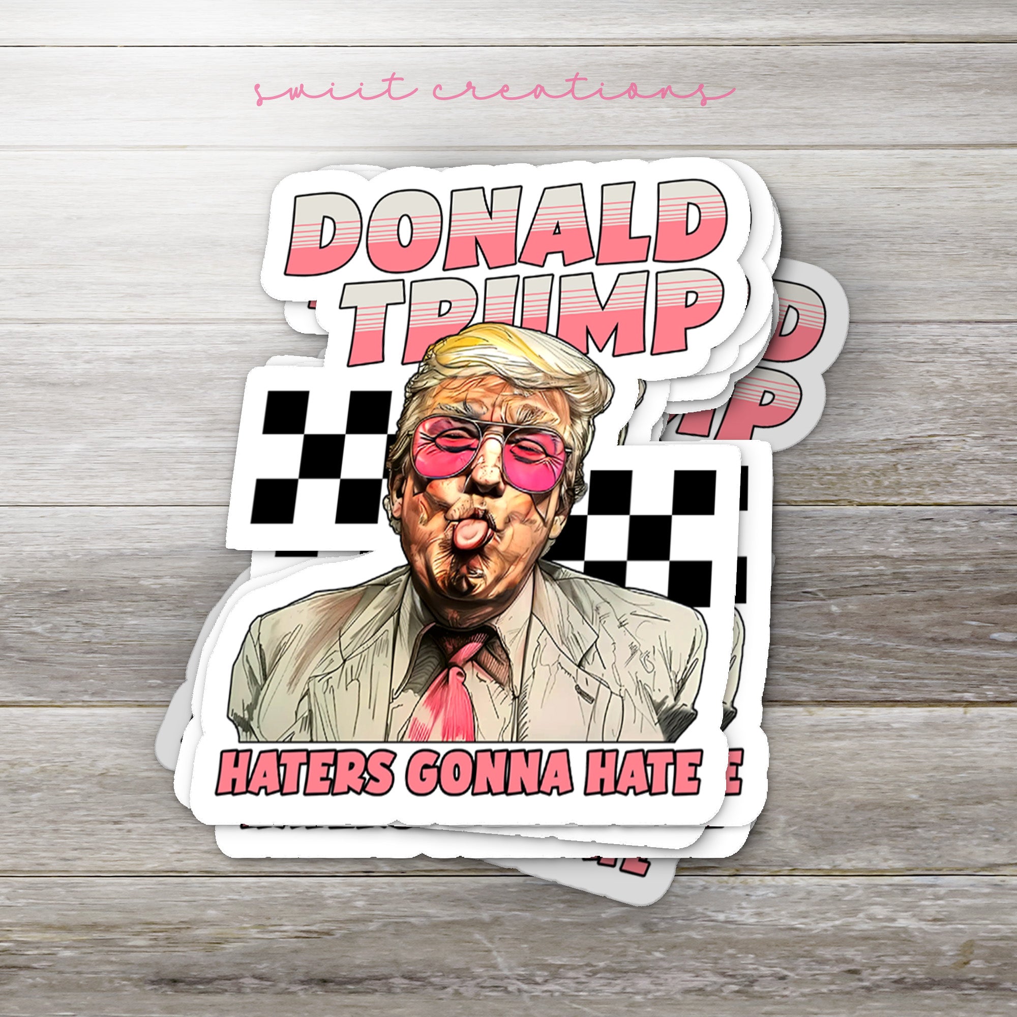 a sticker with a picture of donald trump