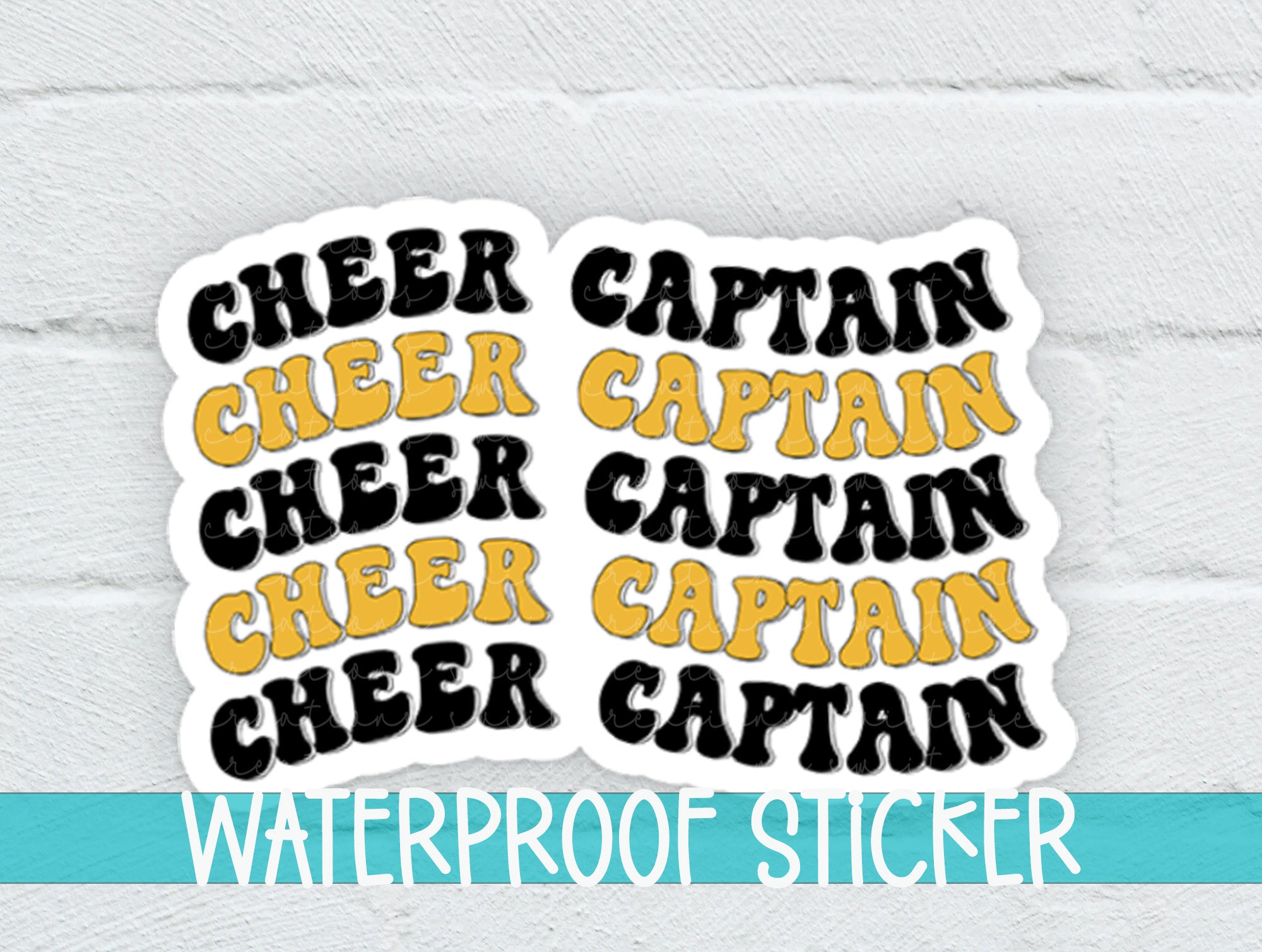 a sticker with the words, cheer captain, cheer captain, cheer captain,