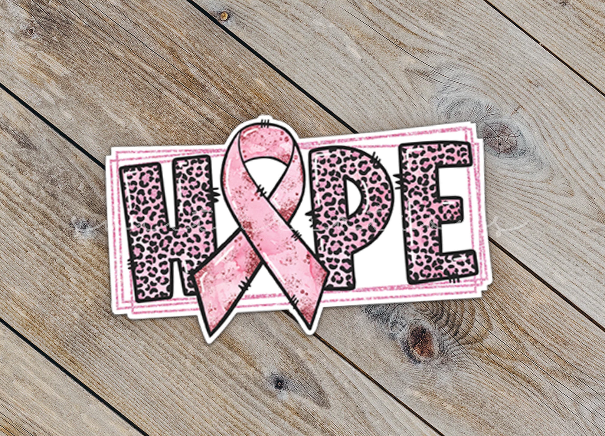 a sticker that says hope with a pink ribbon