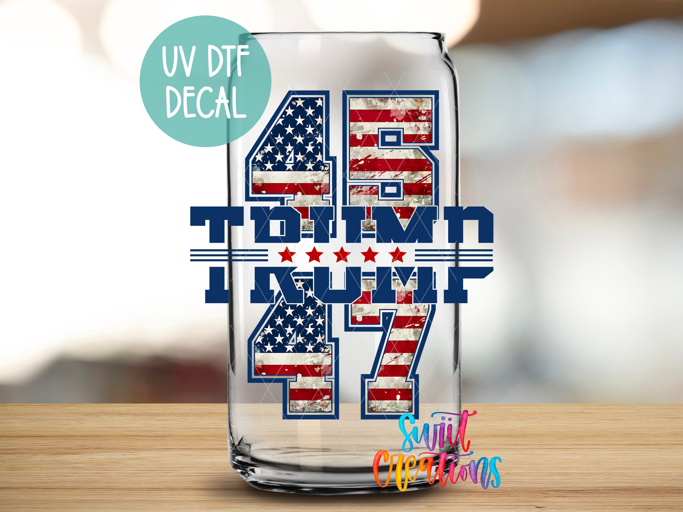 a glass with the number four and the american flag on it