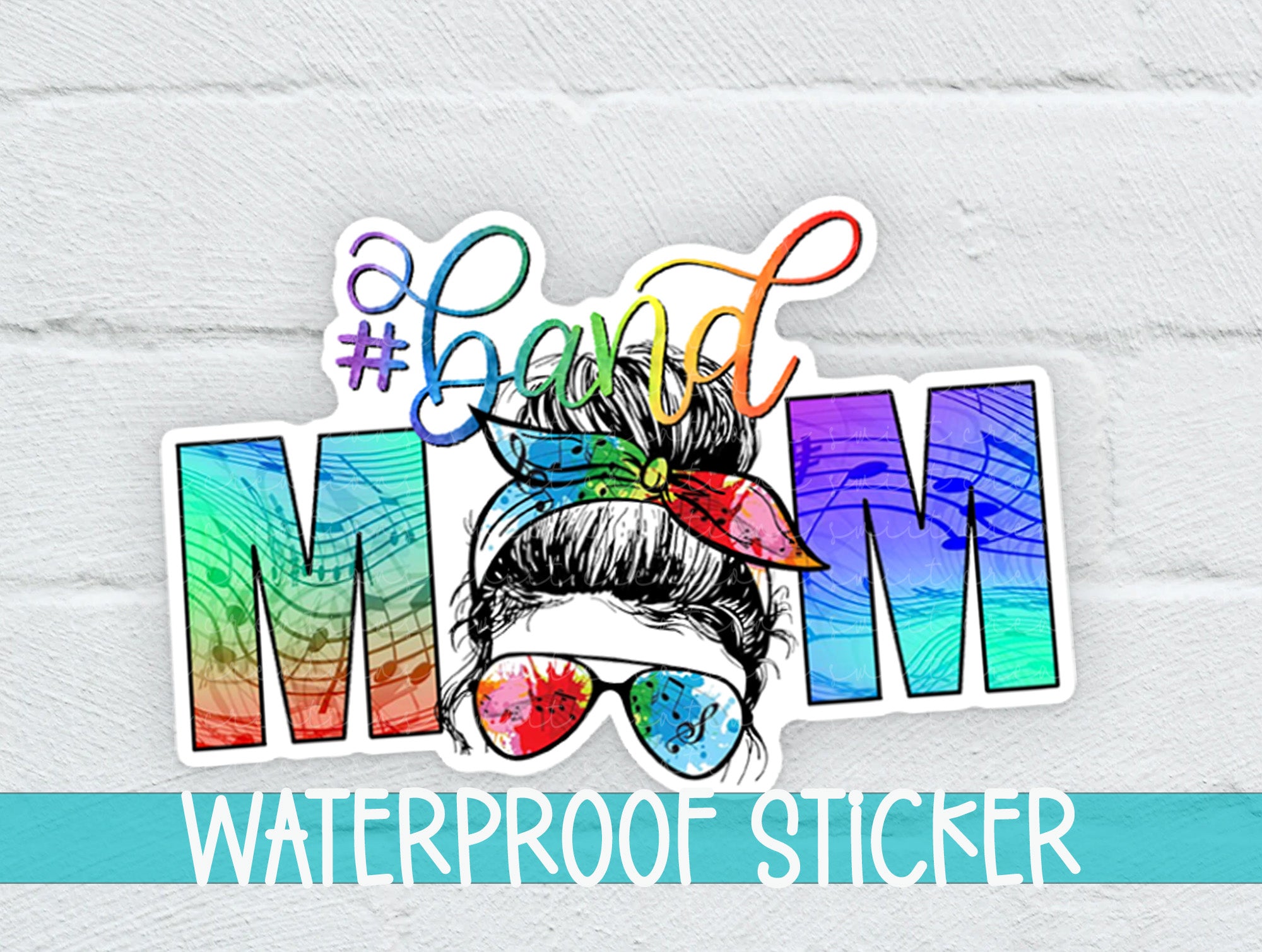 a sticker of a woman with a hat and sunglasses