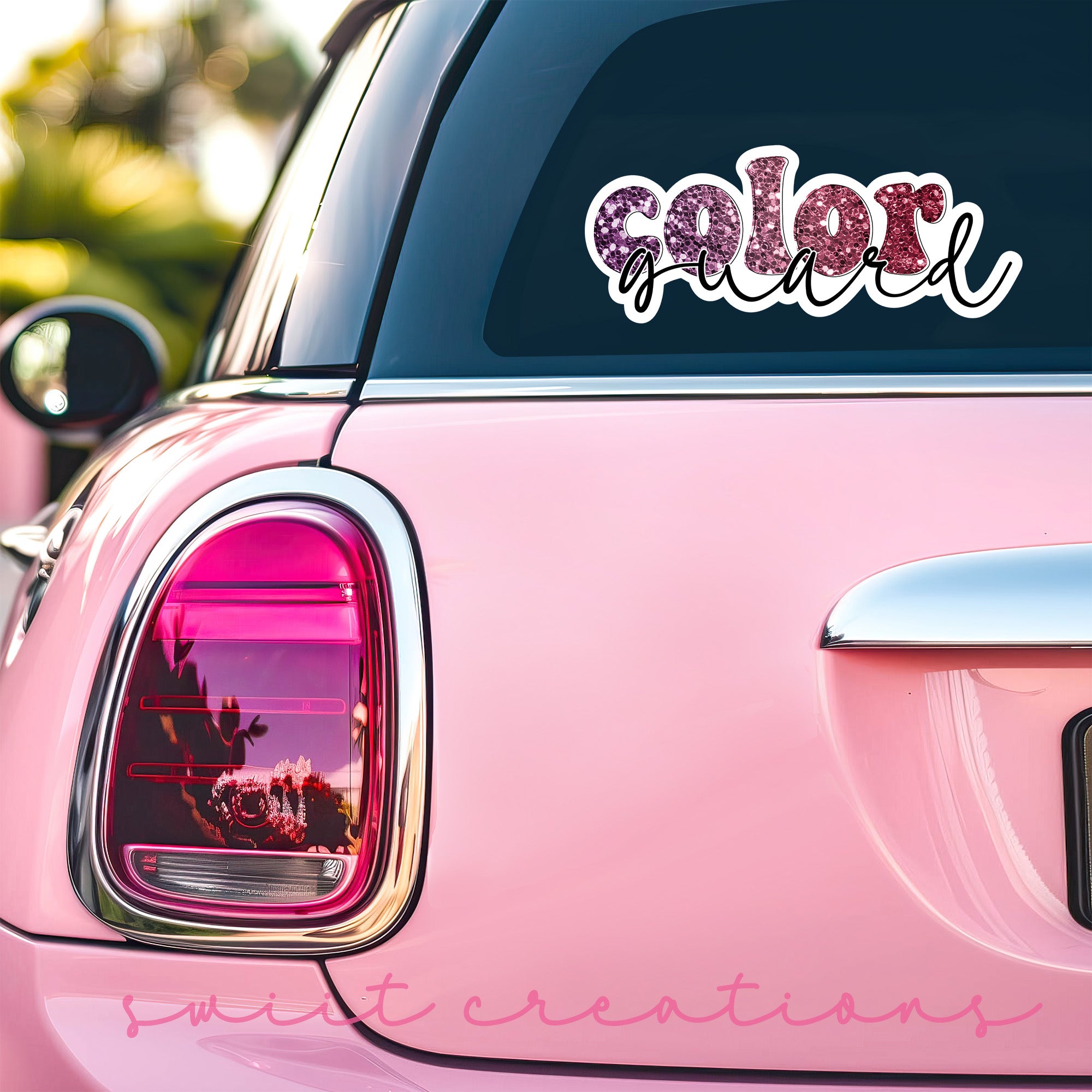 a pink car with the word california on it