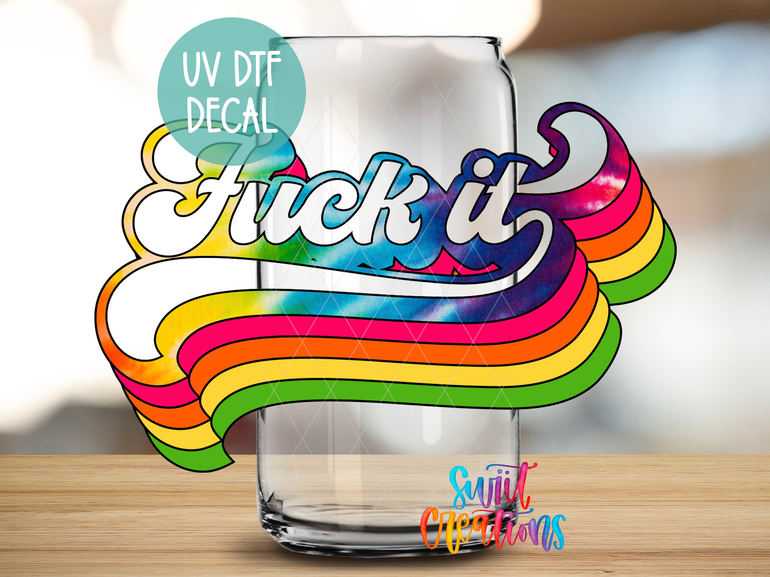 a shot glass with a colorful swirl in the middle of it