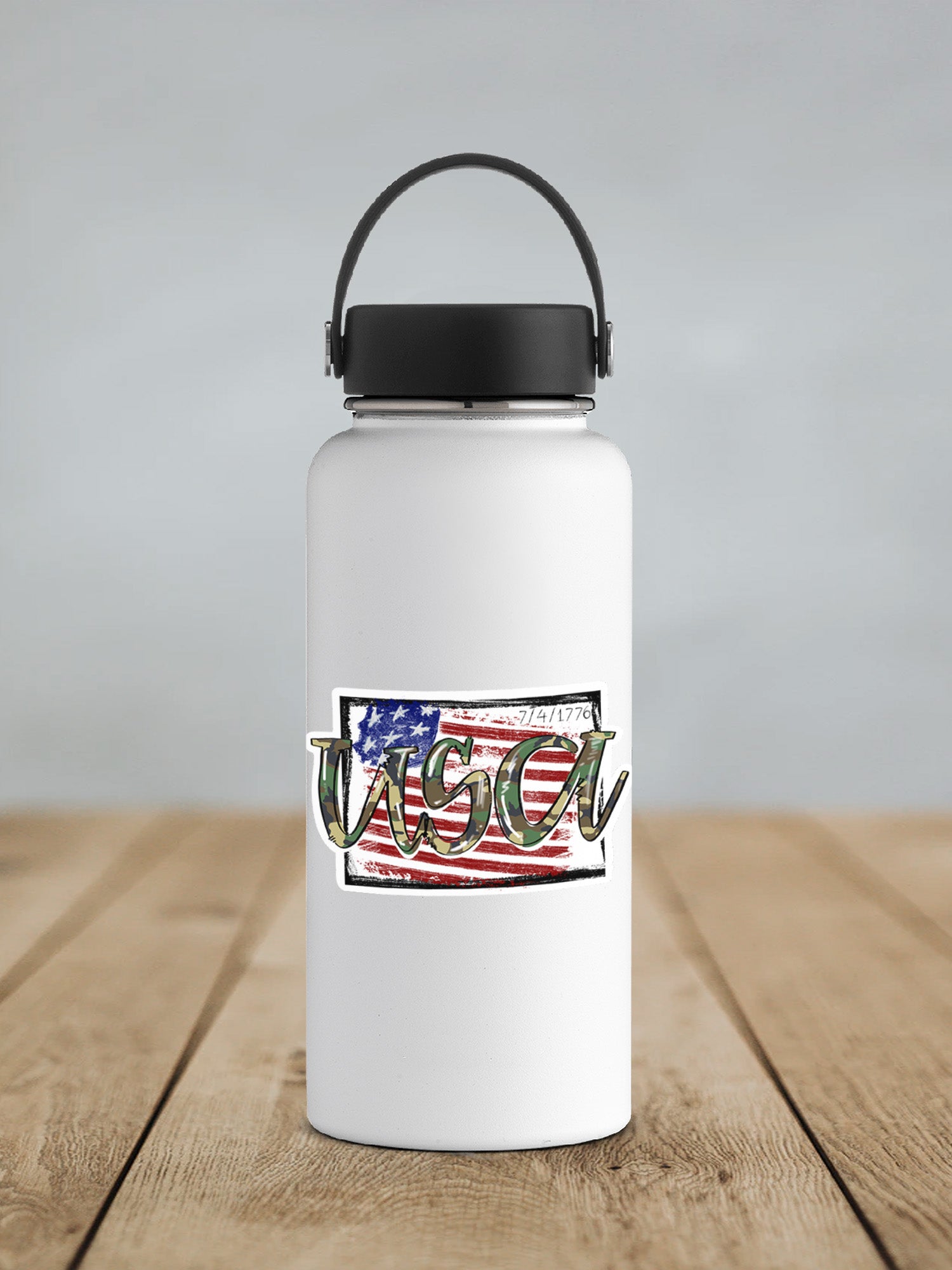 a white water bottle with the word usa on it