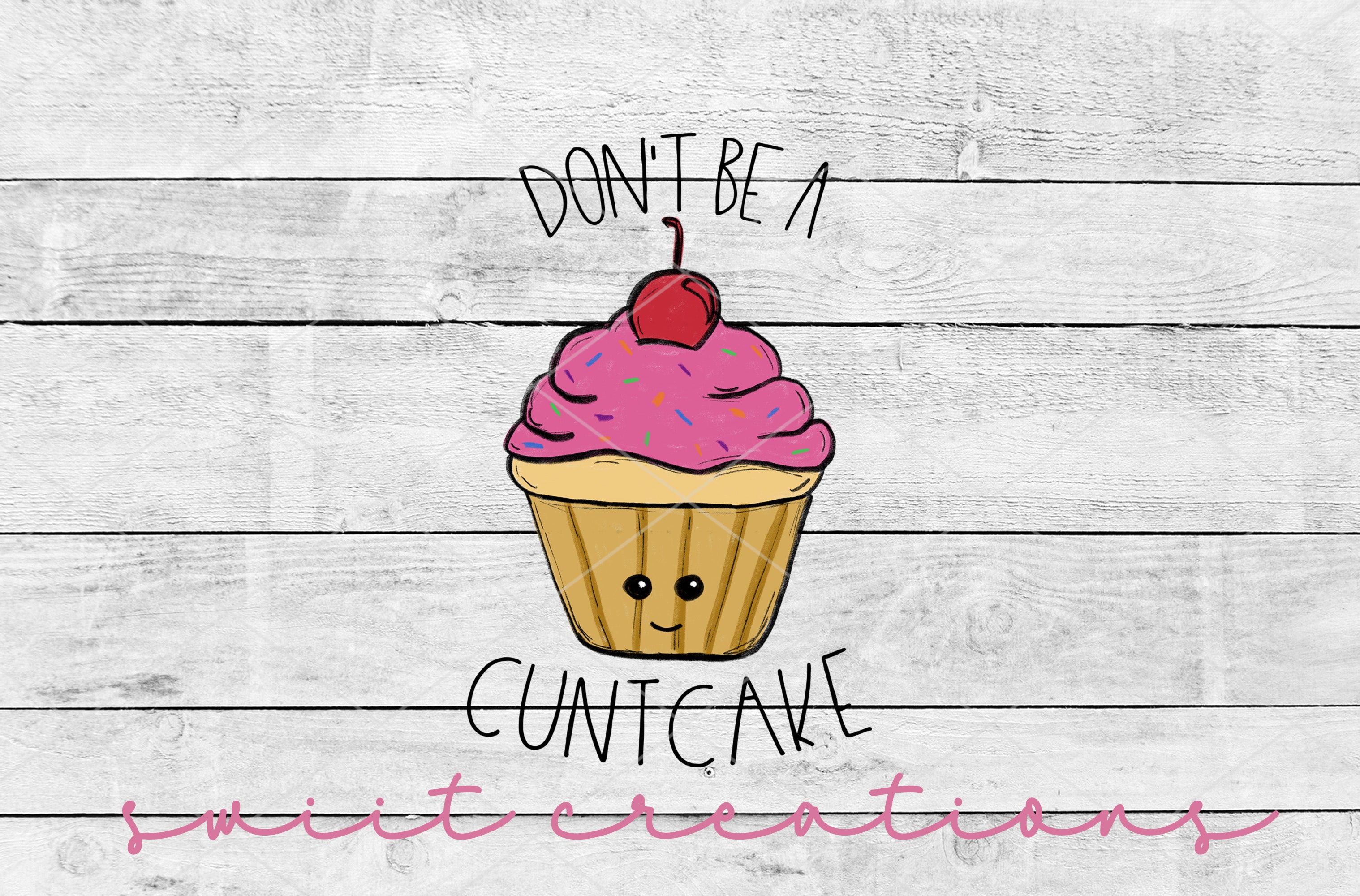 a cupcake with a cherry on top and the words don't be at