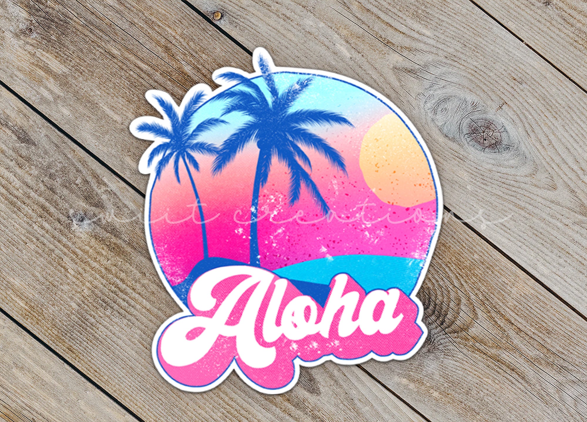 a sticker with the word aloha on it