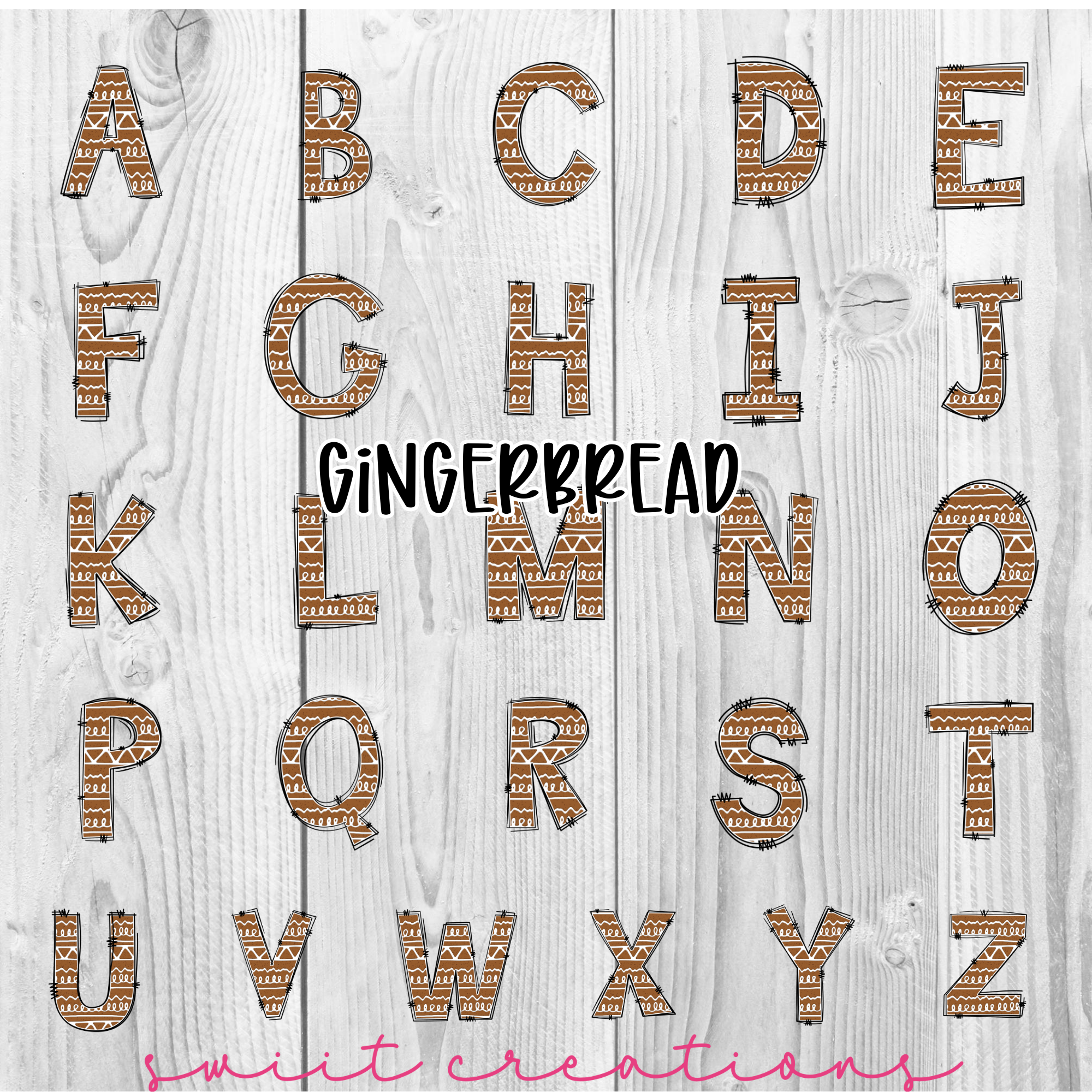 a wooden background with the letters of the alphabet