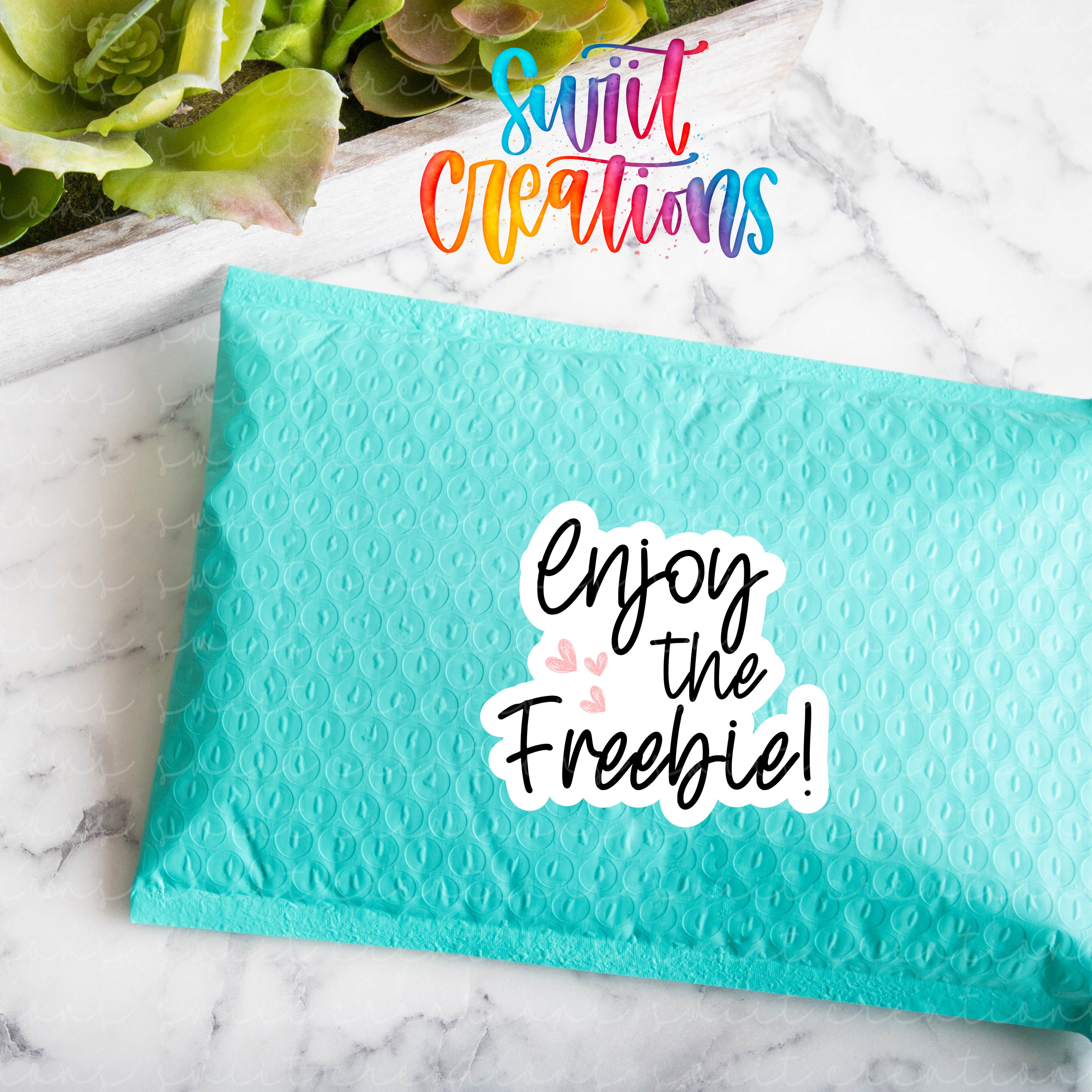 a blue envelope with a sticker on it