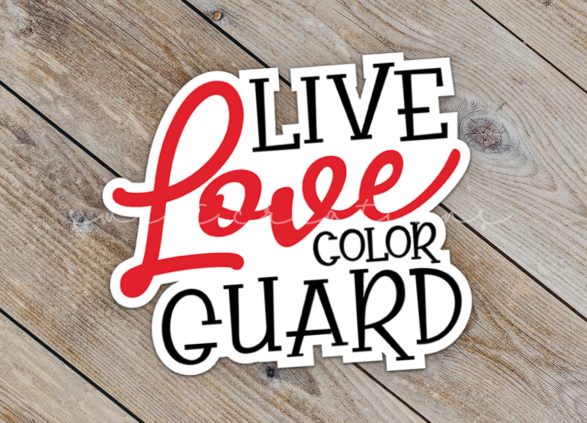 a sticker that says live love color guard