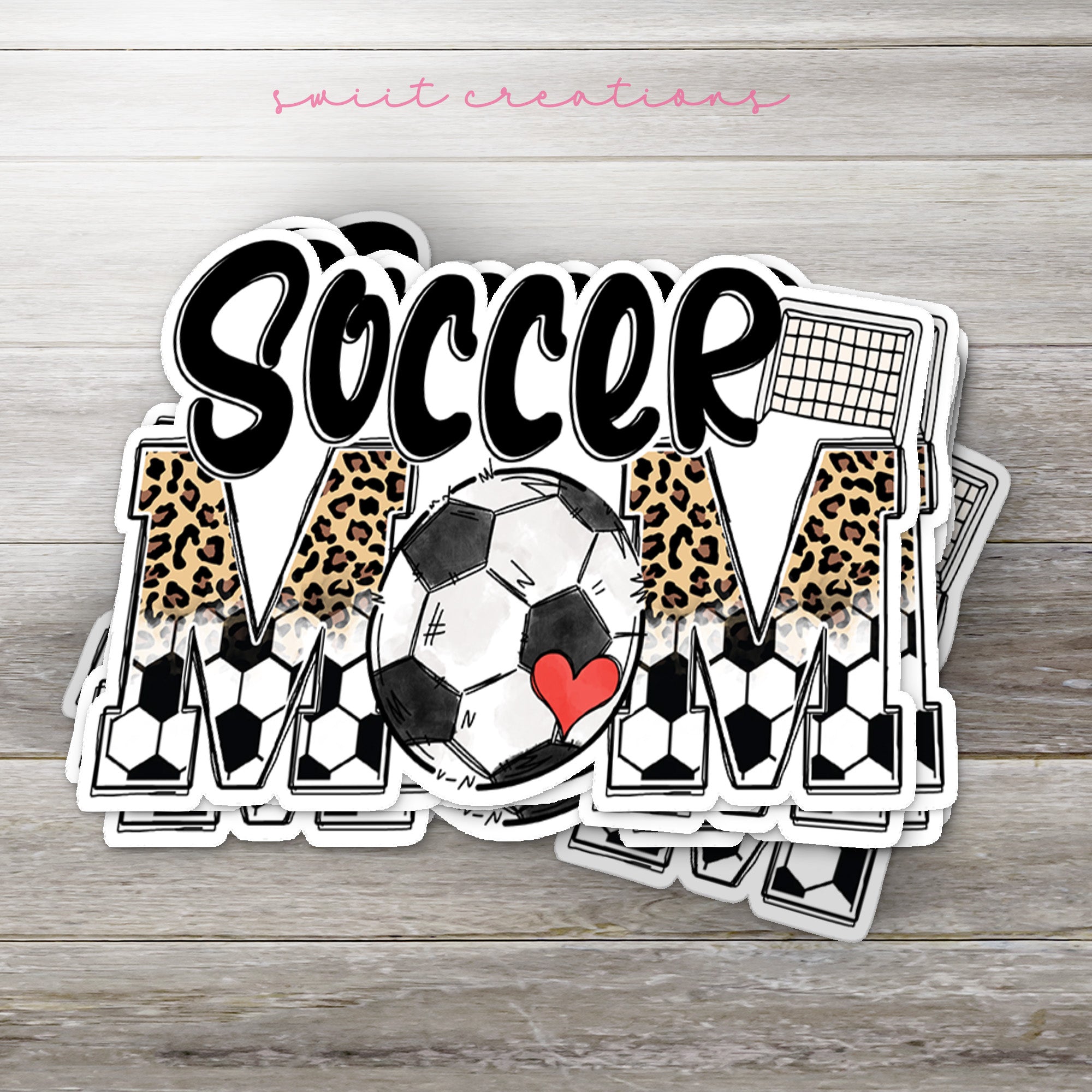 a soccer mom sticker with a soccer ball