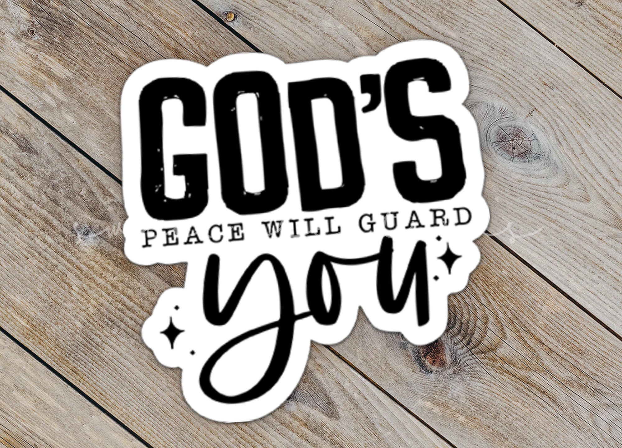 a sticker that says god's peace will guard you