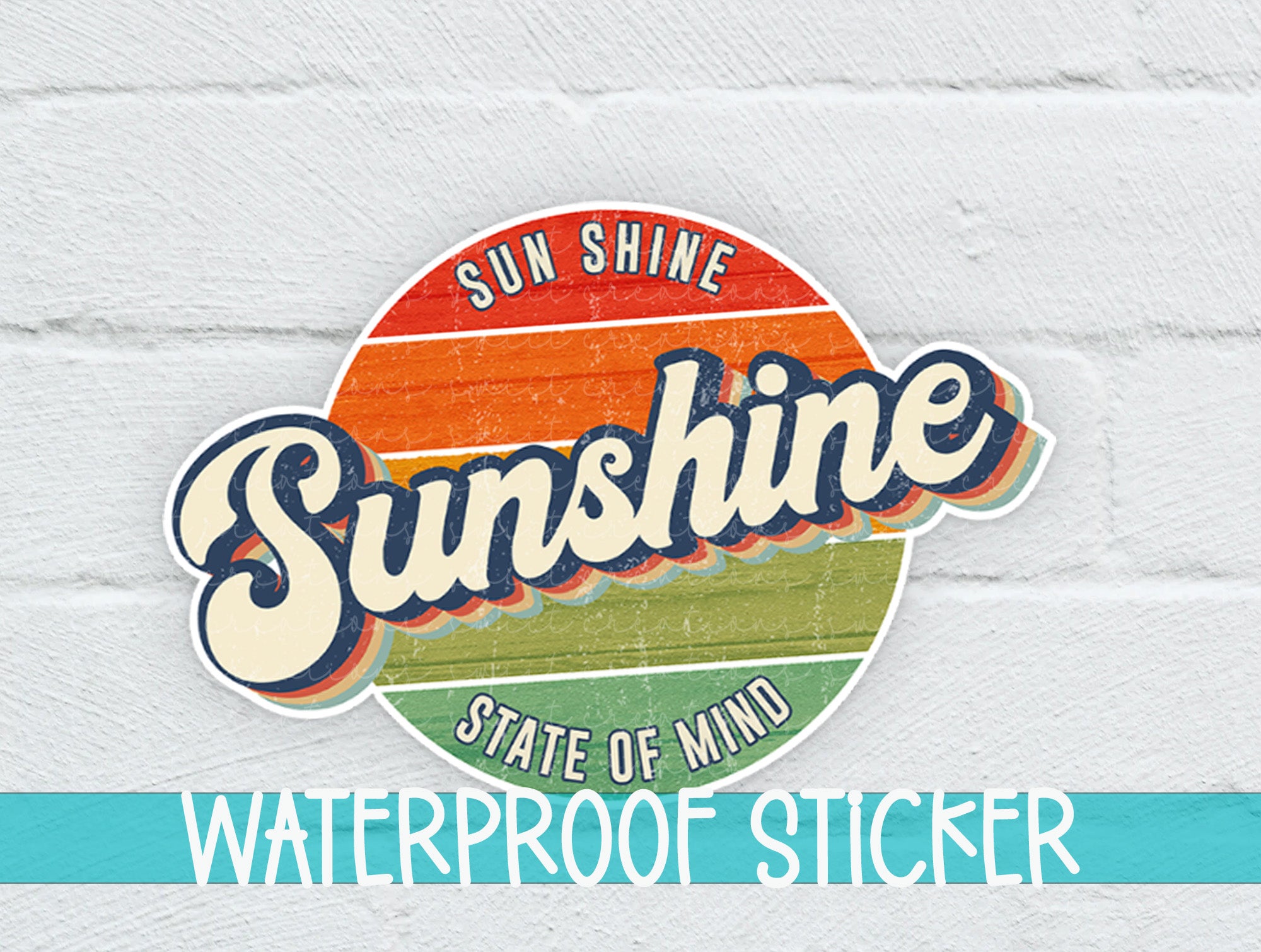 a white brick wall with the words sunshine state of mind on it