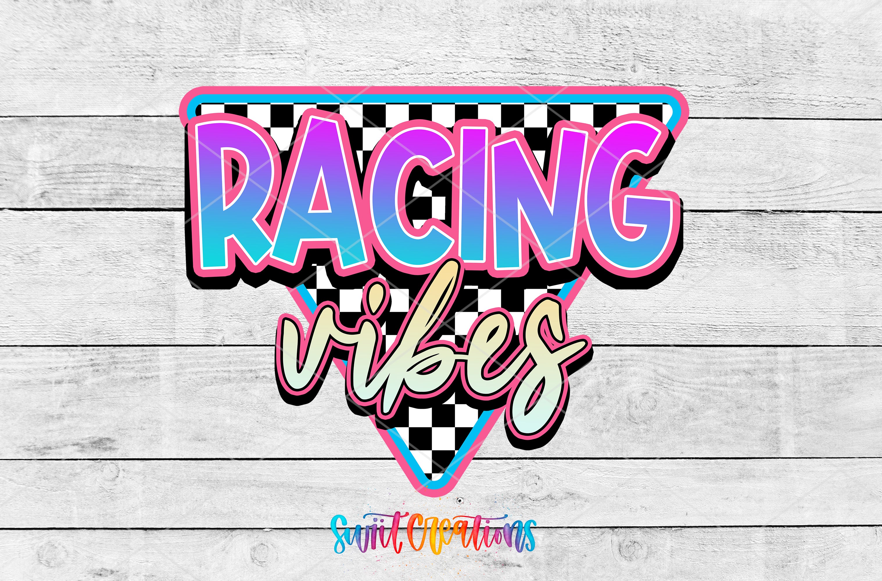 a vibrant and colorful logo for a racing-themed business or brand.