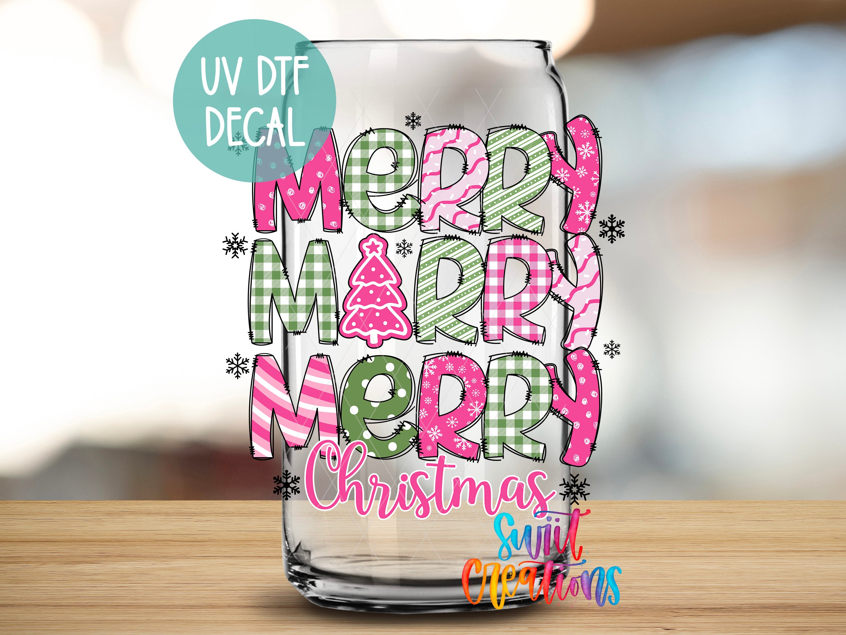 a glass with the words merry merry christmas on it