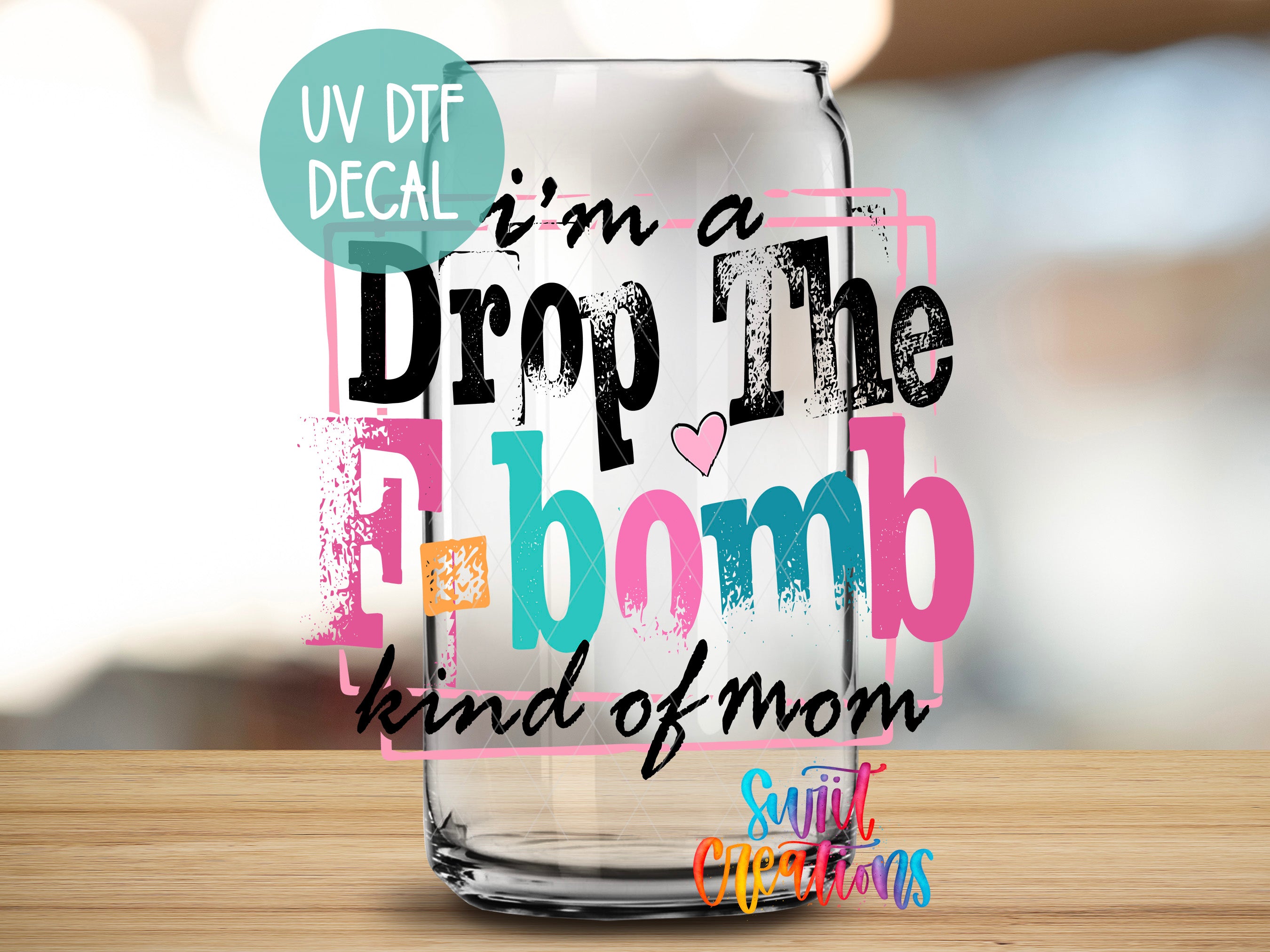The image is a digital art piece featuring a glass jar with a colorful, stylized text design on it.