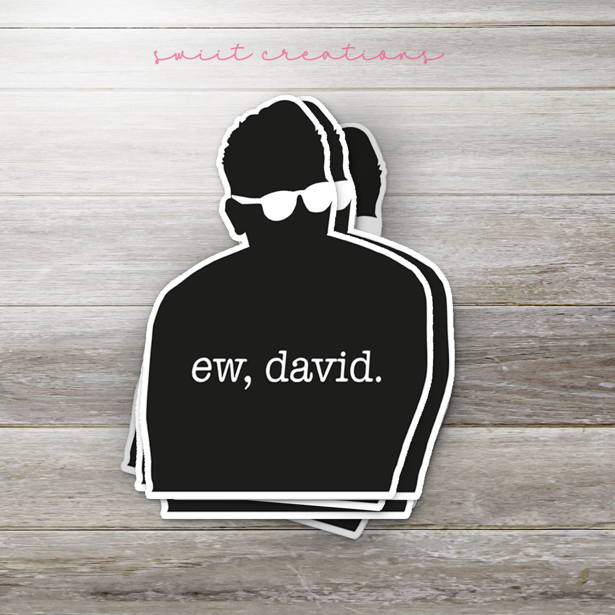 a sticker of a man with sunglasses on his head