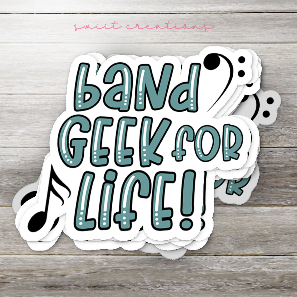 a sticker that says band geek for life