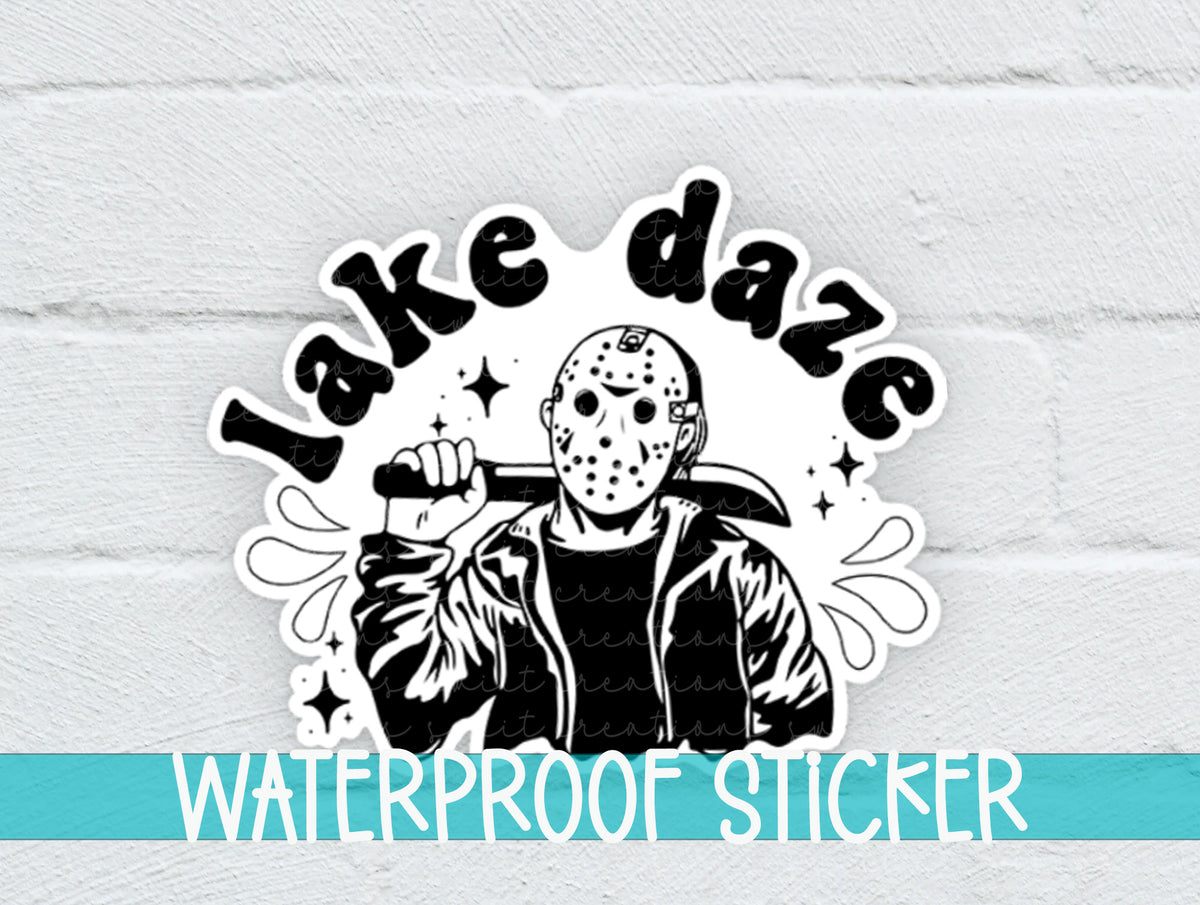 a sticker of a person with a hockey mask on